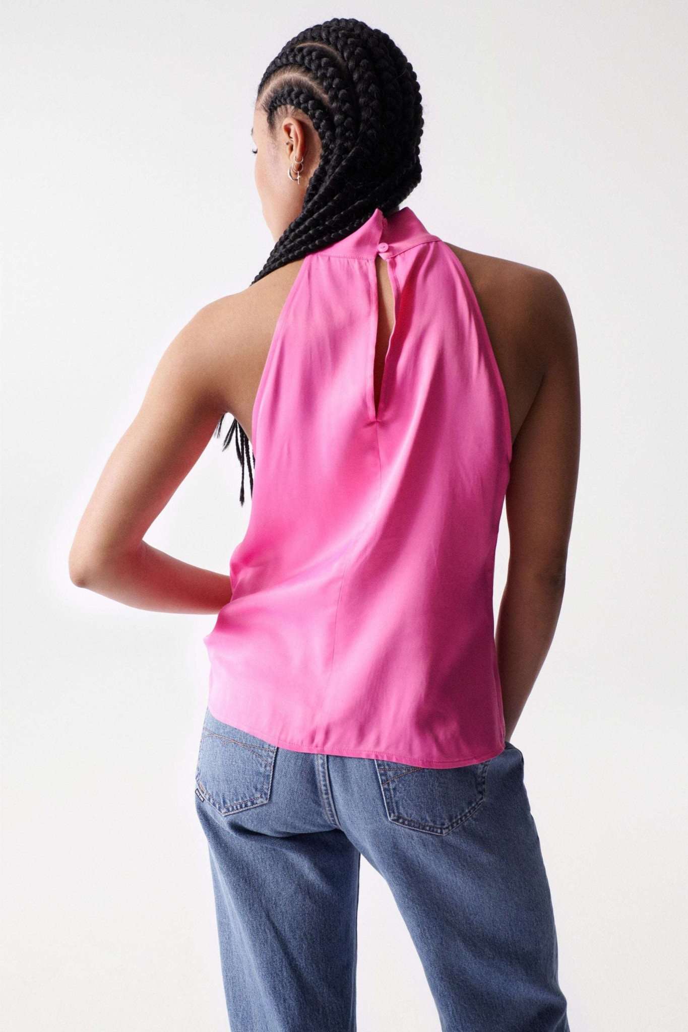 Top dos-nu en satin rose moyen Tops Salsa Jeans   