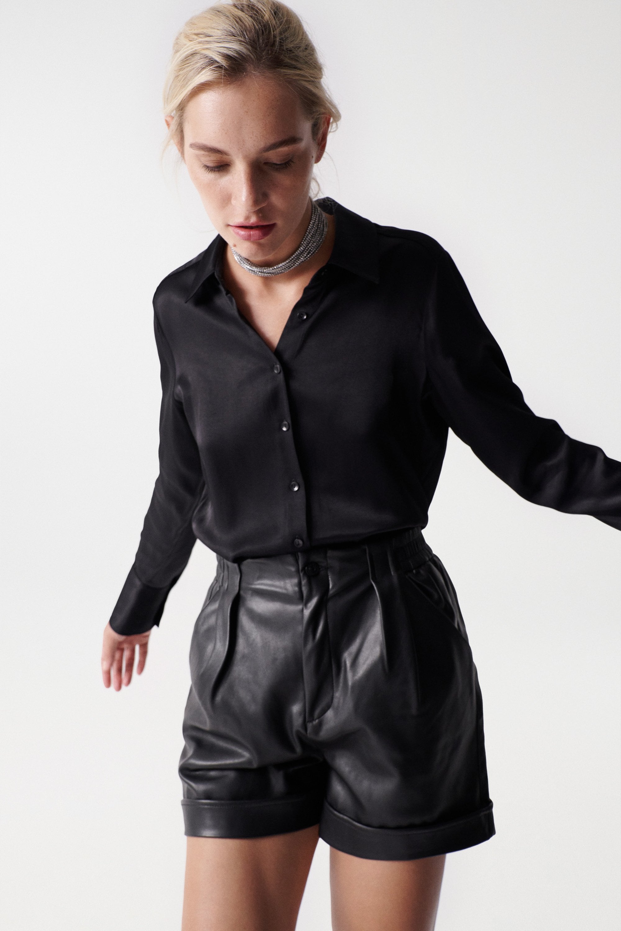 Satin Blouse in Black Chemises Salsa Jeans   