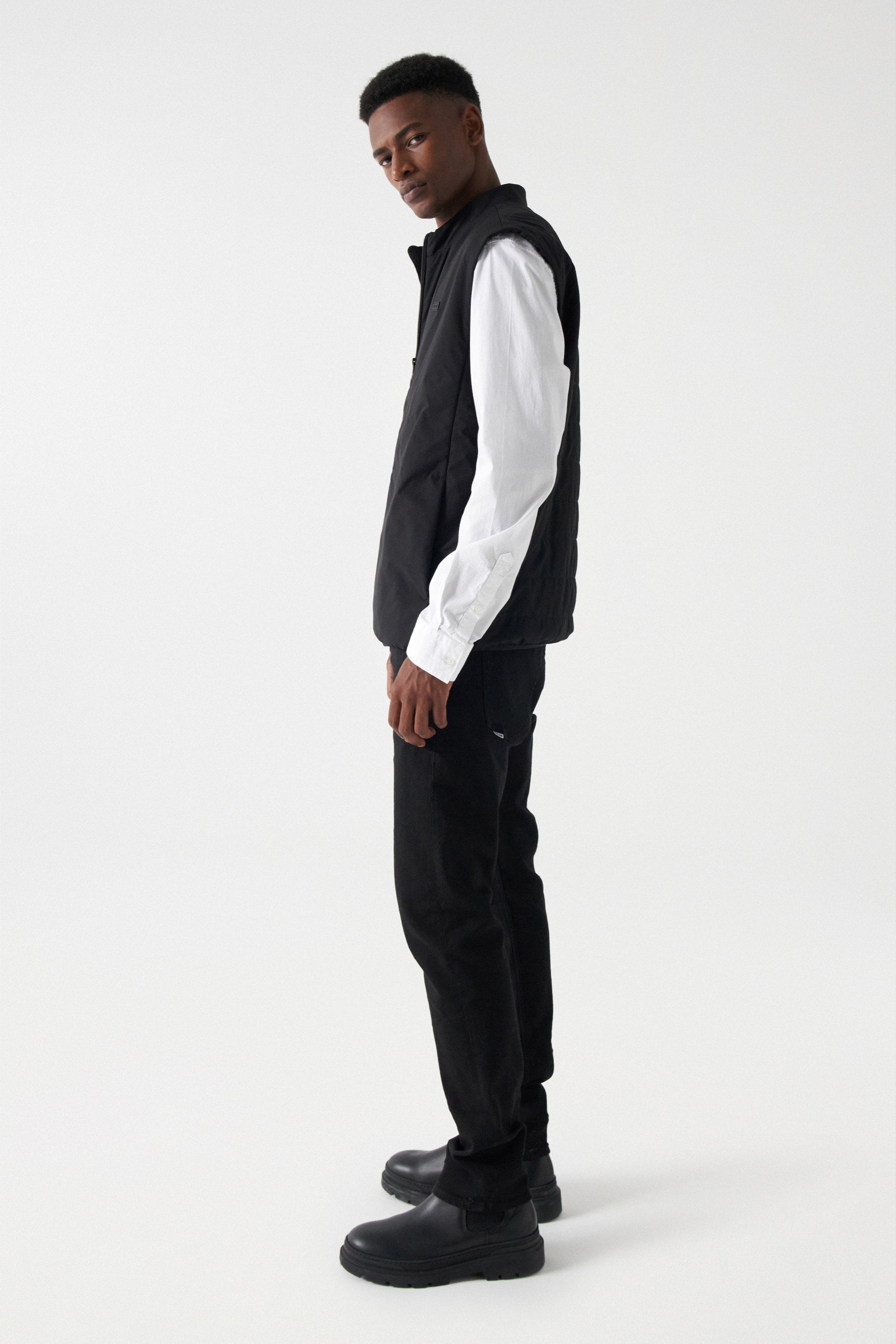 Padded Gilet in Black Vestes Salsa Jeans   