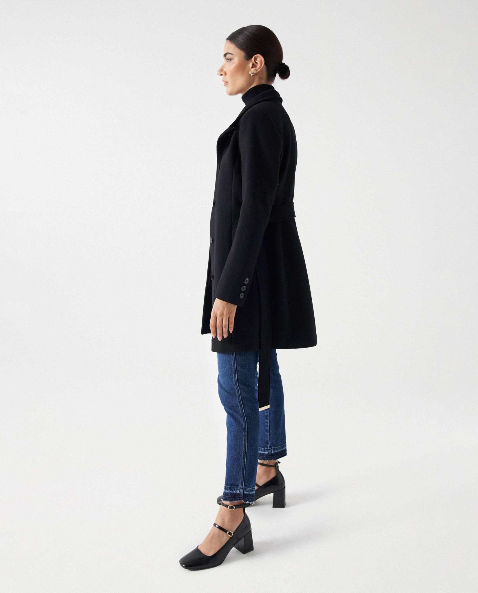 The Reimagined Wool Coat in Black Vestes Salsa Jeans   