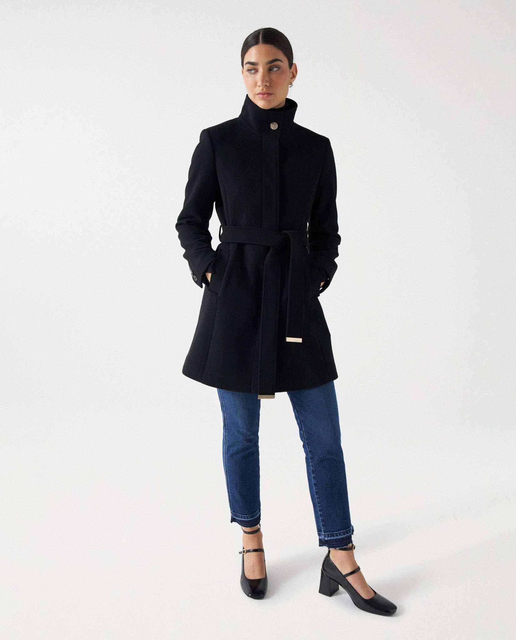 The Reimagined Wool Coat in Black Vestes Salsa Jeans   