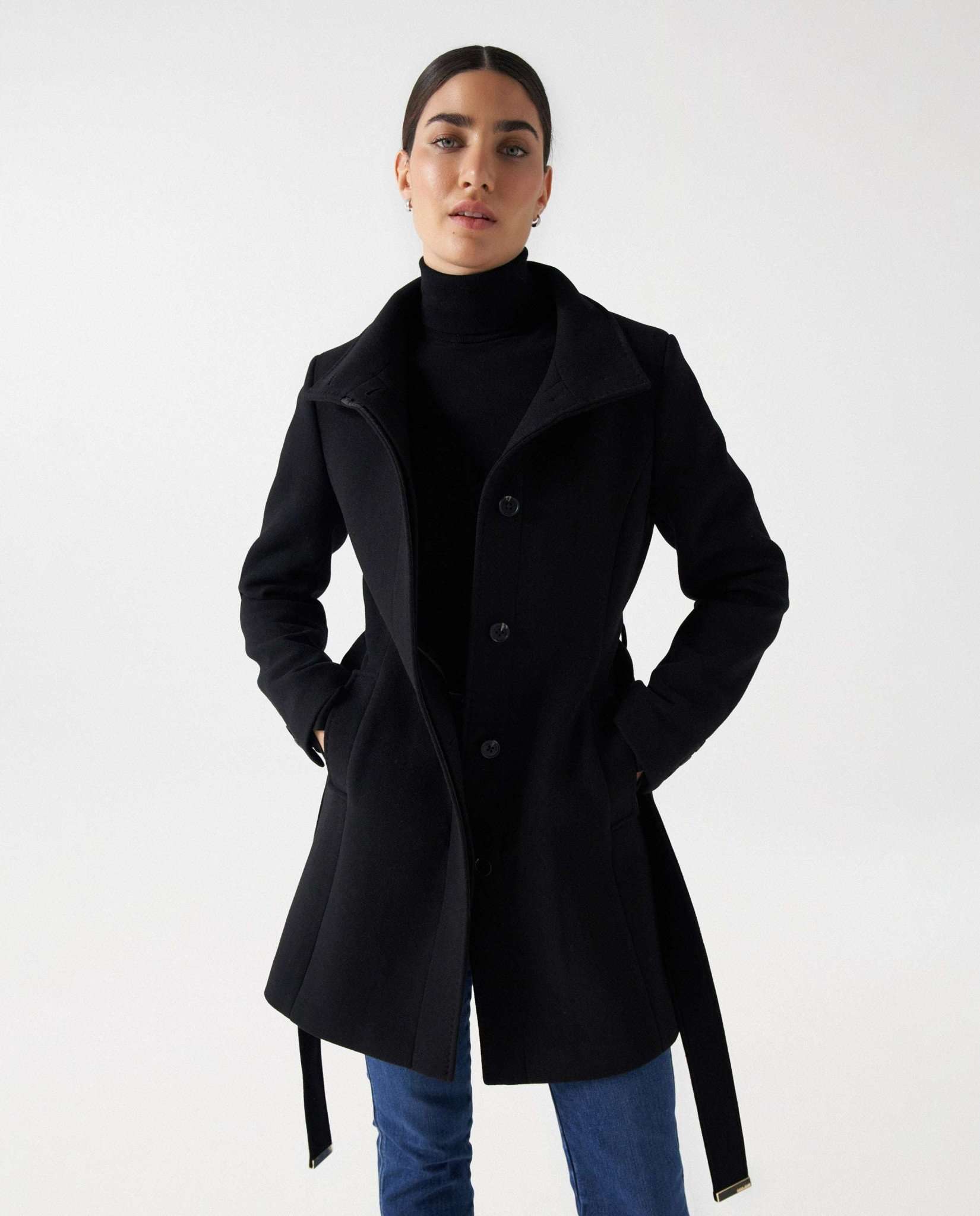 The Reimagined Wool Coat in Black Vestes Salsa Jeans   