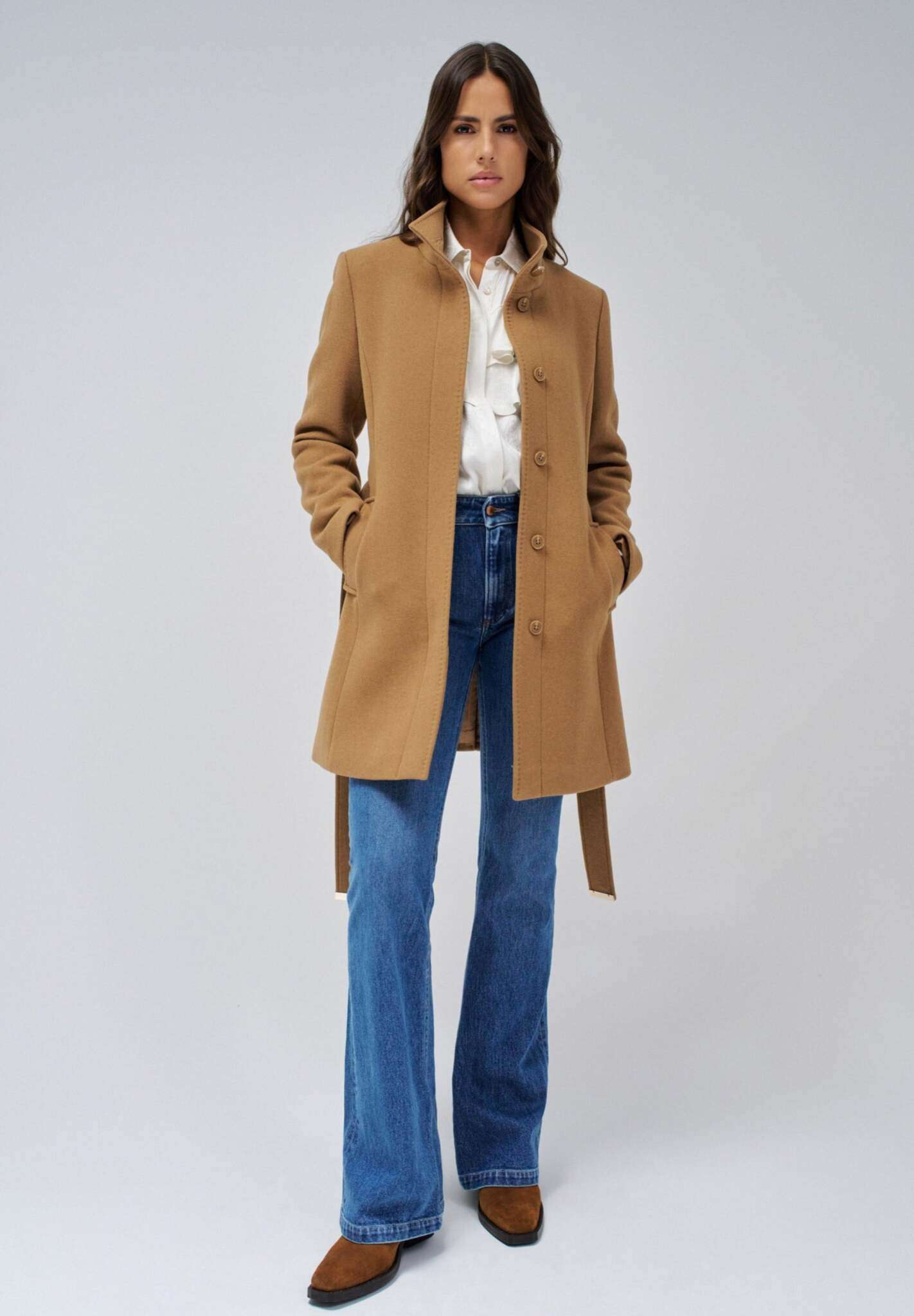 The Reimagined Wool Coat in Dark Beige Vestes Salsa Jeans