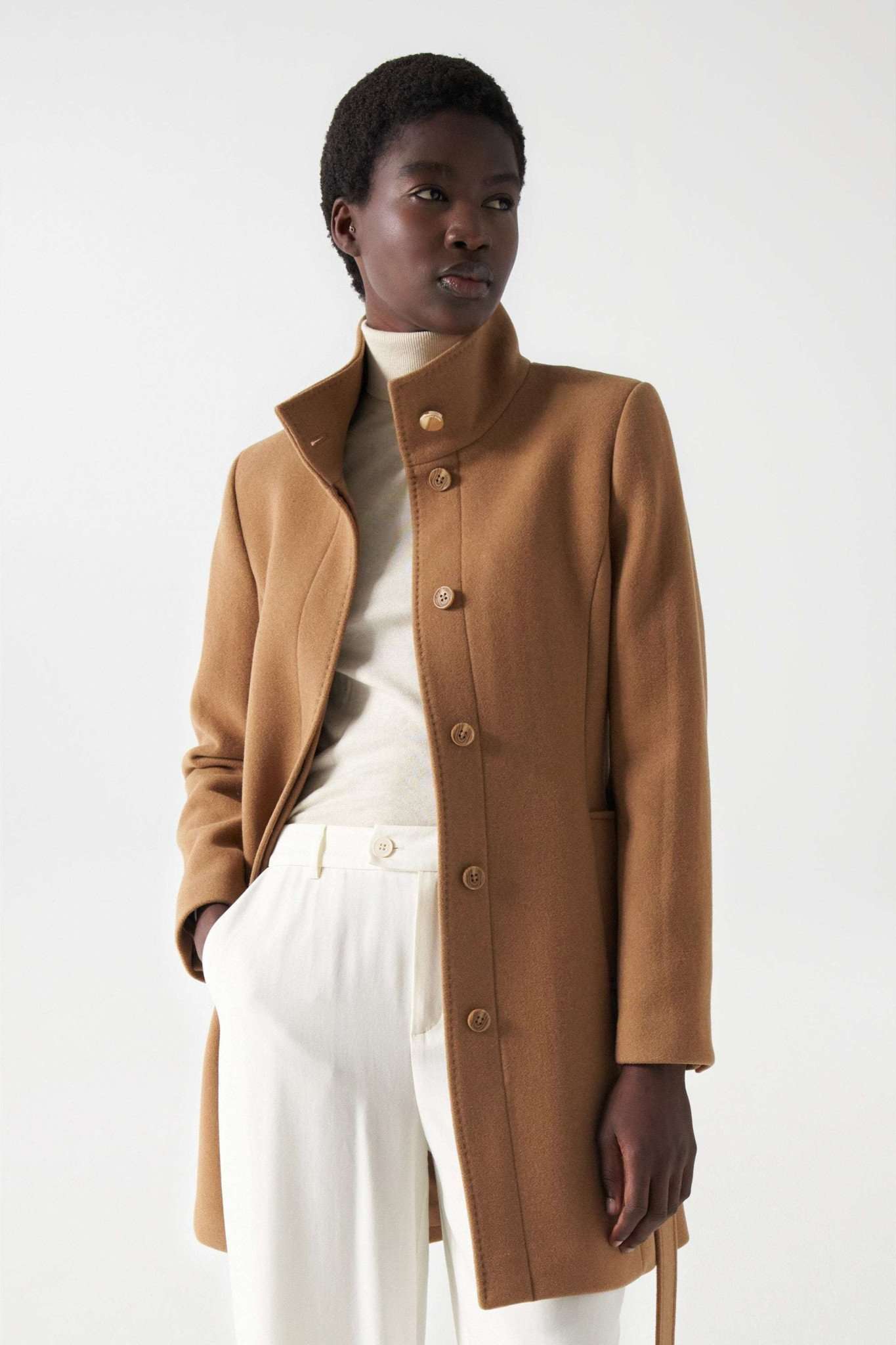 The Reimagined Wool Coat in Dark Beige Vestes Salsa Jeans   