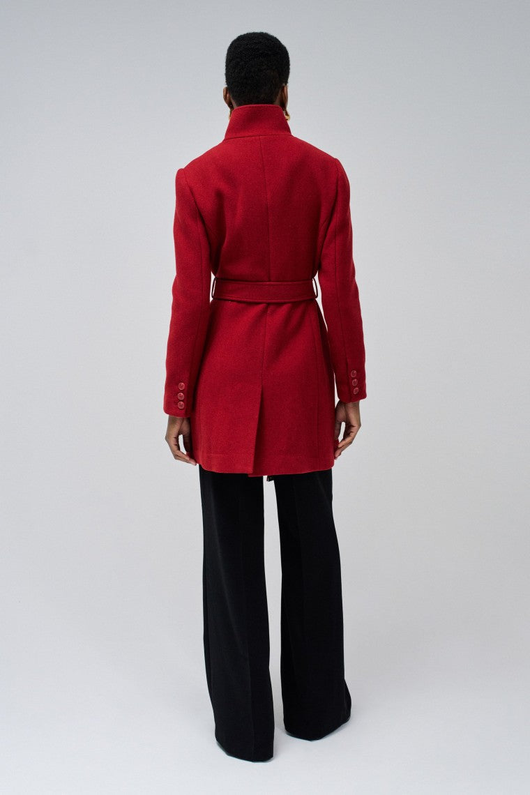 The Reimagined Wool Coat in Dark Red V1 Vestes Salsa Jeans   