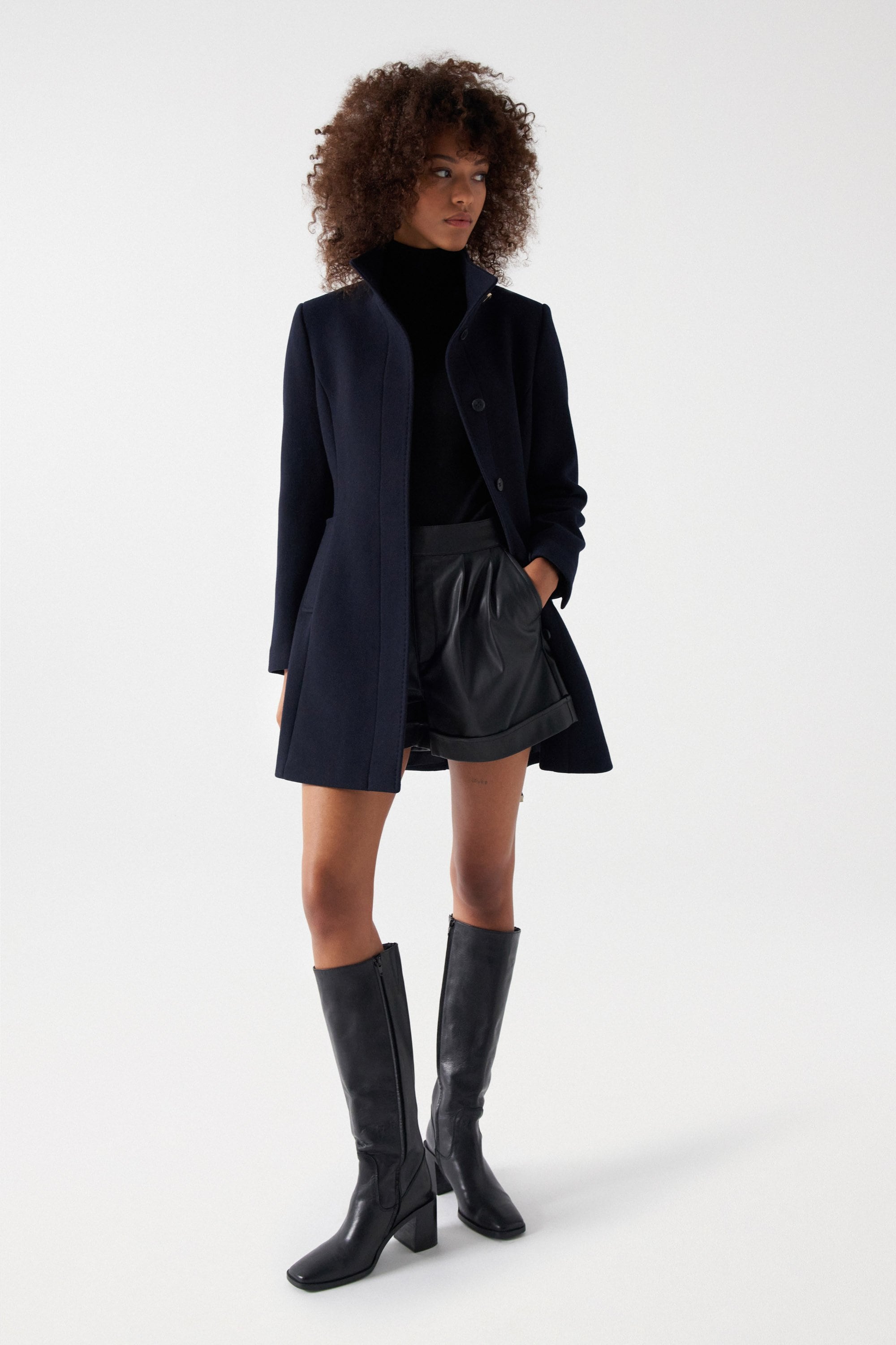 The Reimagined Wool Coat in Dark Blue Jacken Salsa Jeans   