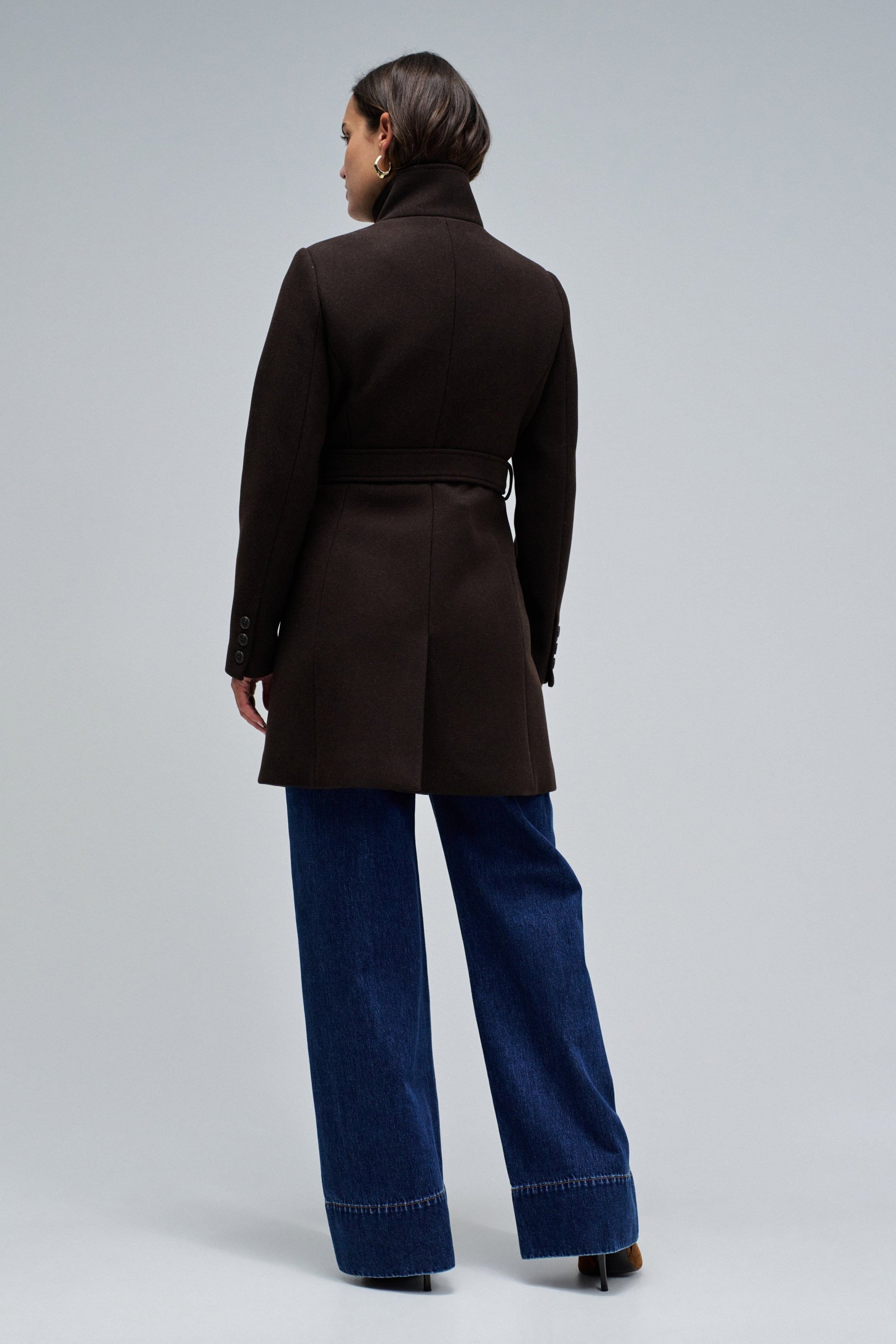 The Reimagined Wool Coat in Dark Brown Vestes Salsa Jeans