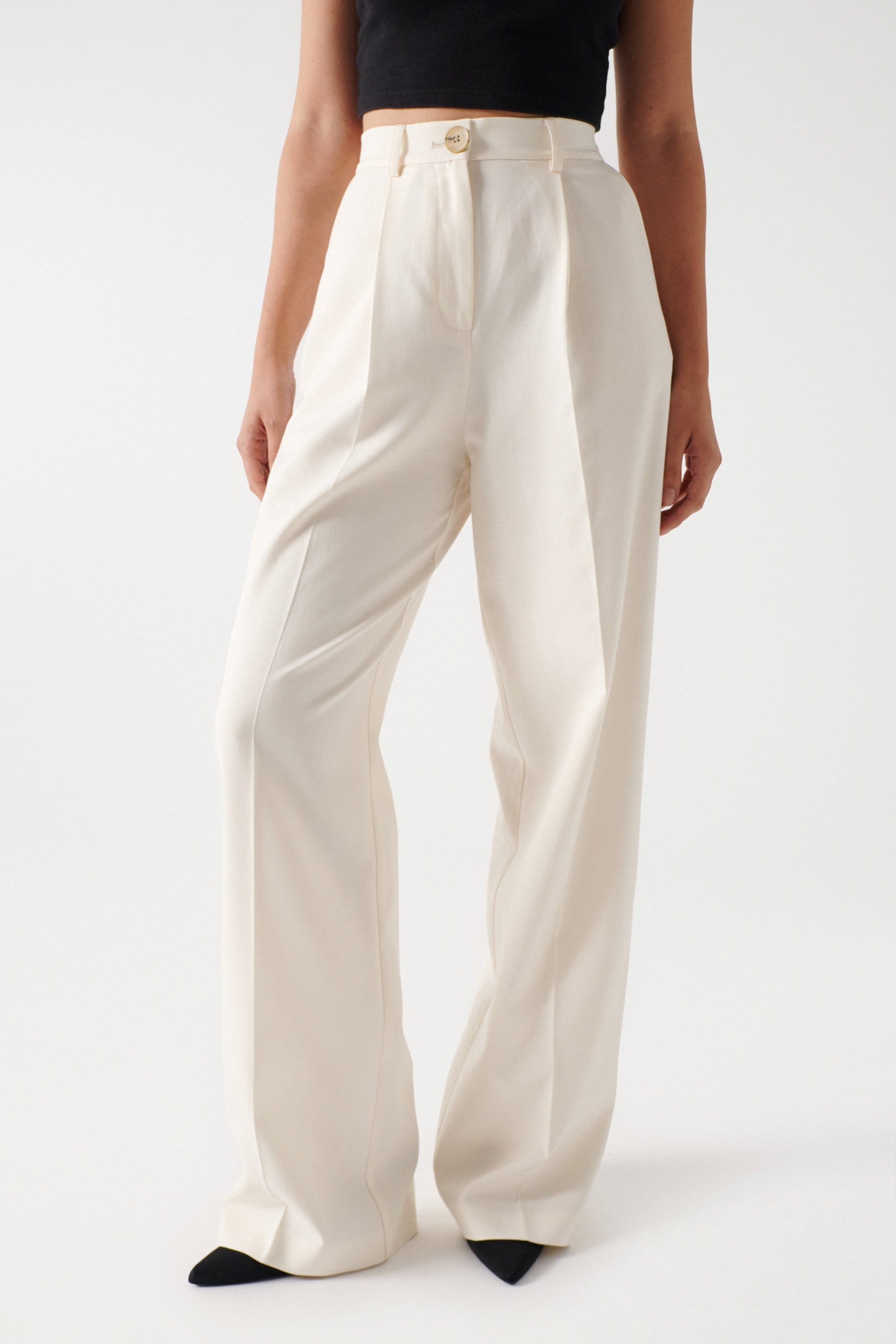 Plain Wide Leg Pants in Light Pearl Pantalon Salsa Jeans   