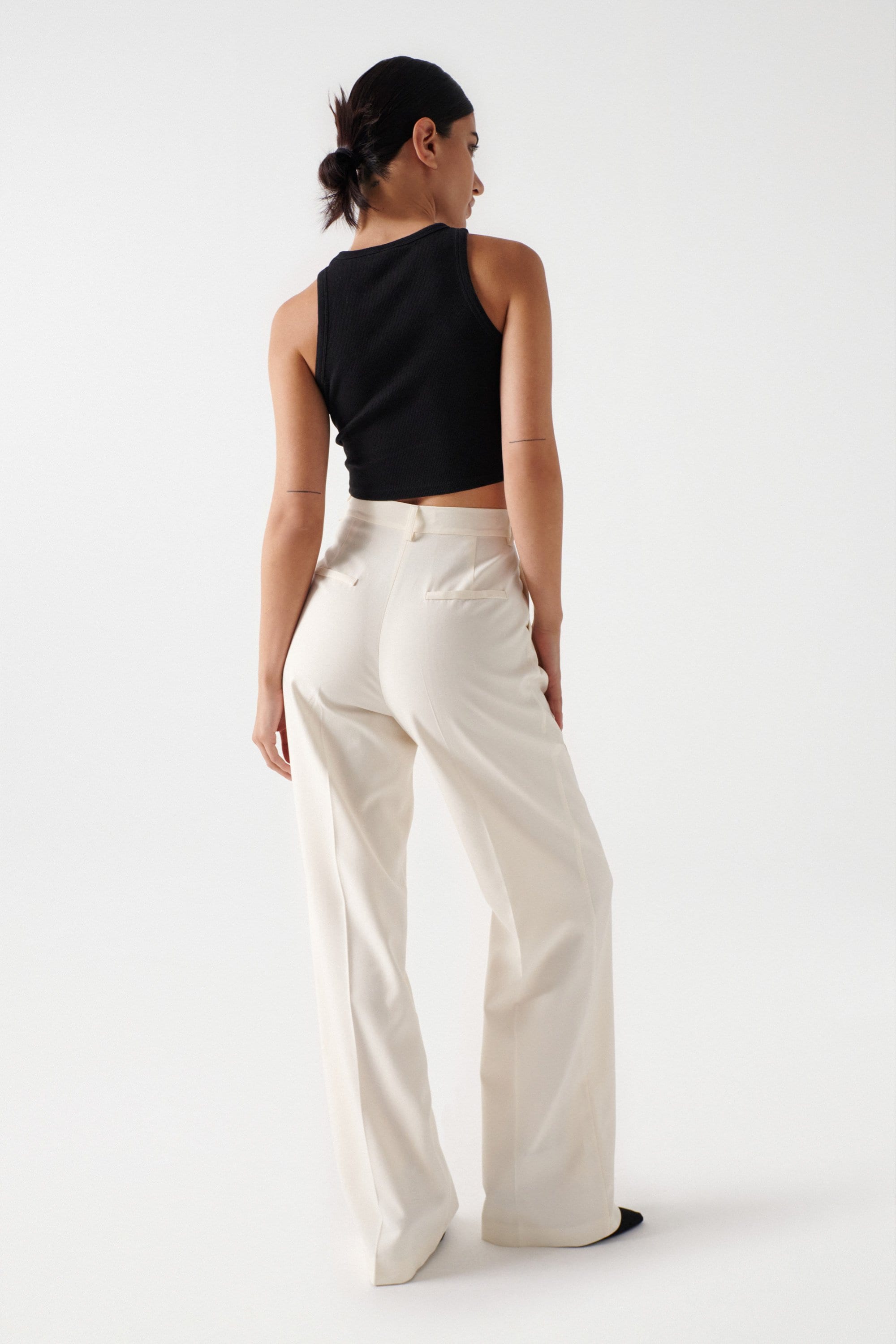 Plain Wide Leg Pants in Light Pearl Pantalon Salsa Jeans   