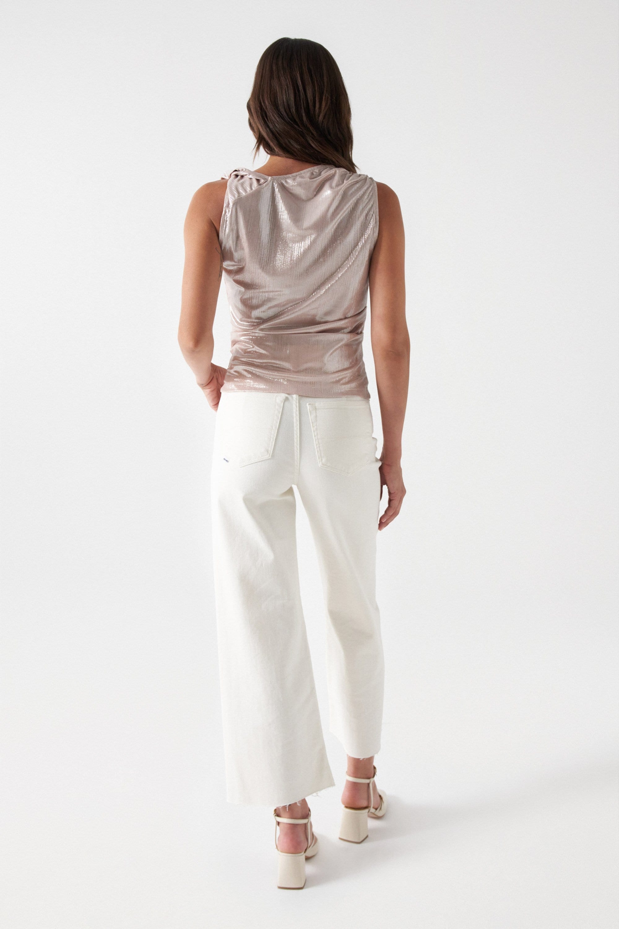 Lurex Rib Top dans Light Pearl Tops Salsa Jeans   