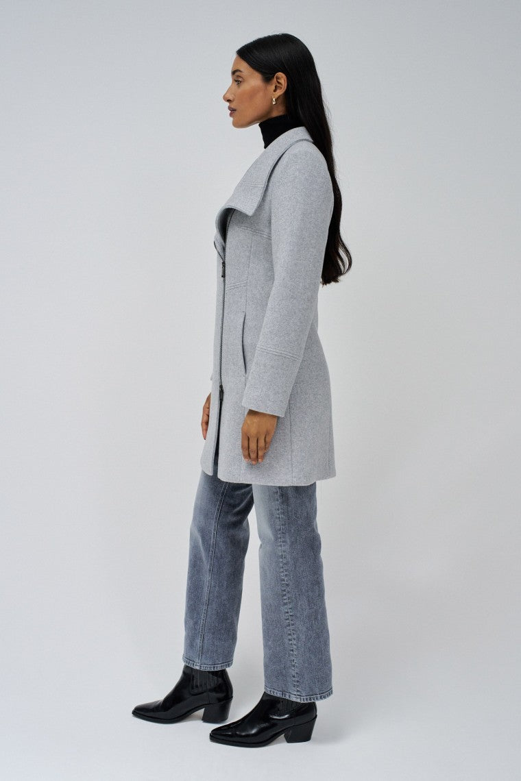 Wool Coat With Fur Collar in Gris moyen Vestes Salsa Jeans   