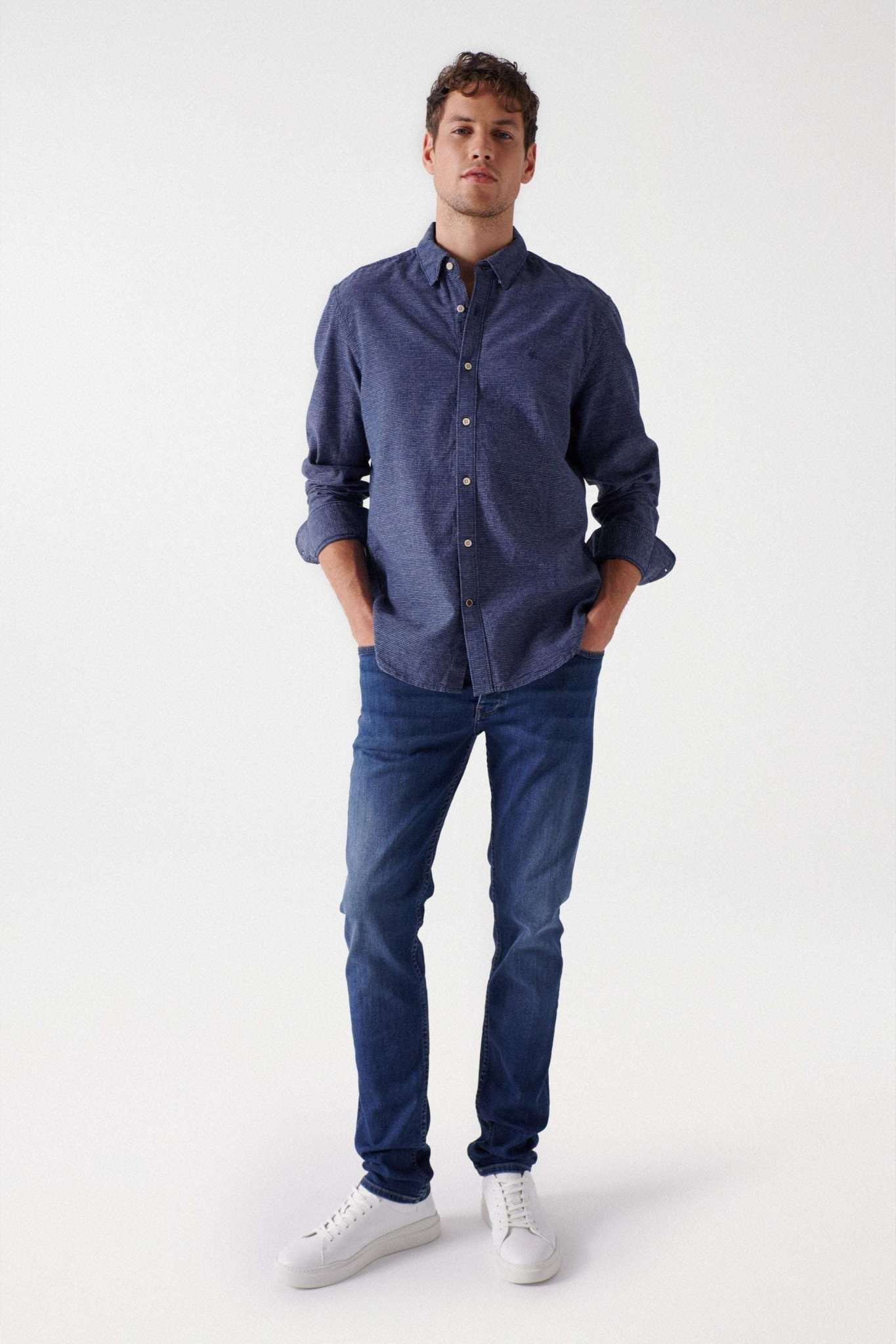 Check Blue Shirt dans Chemises Dark Blue Salsa Jeans   