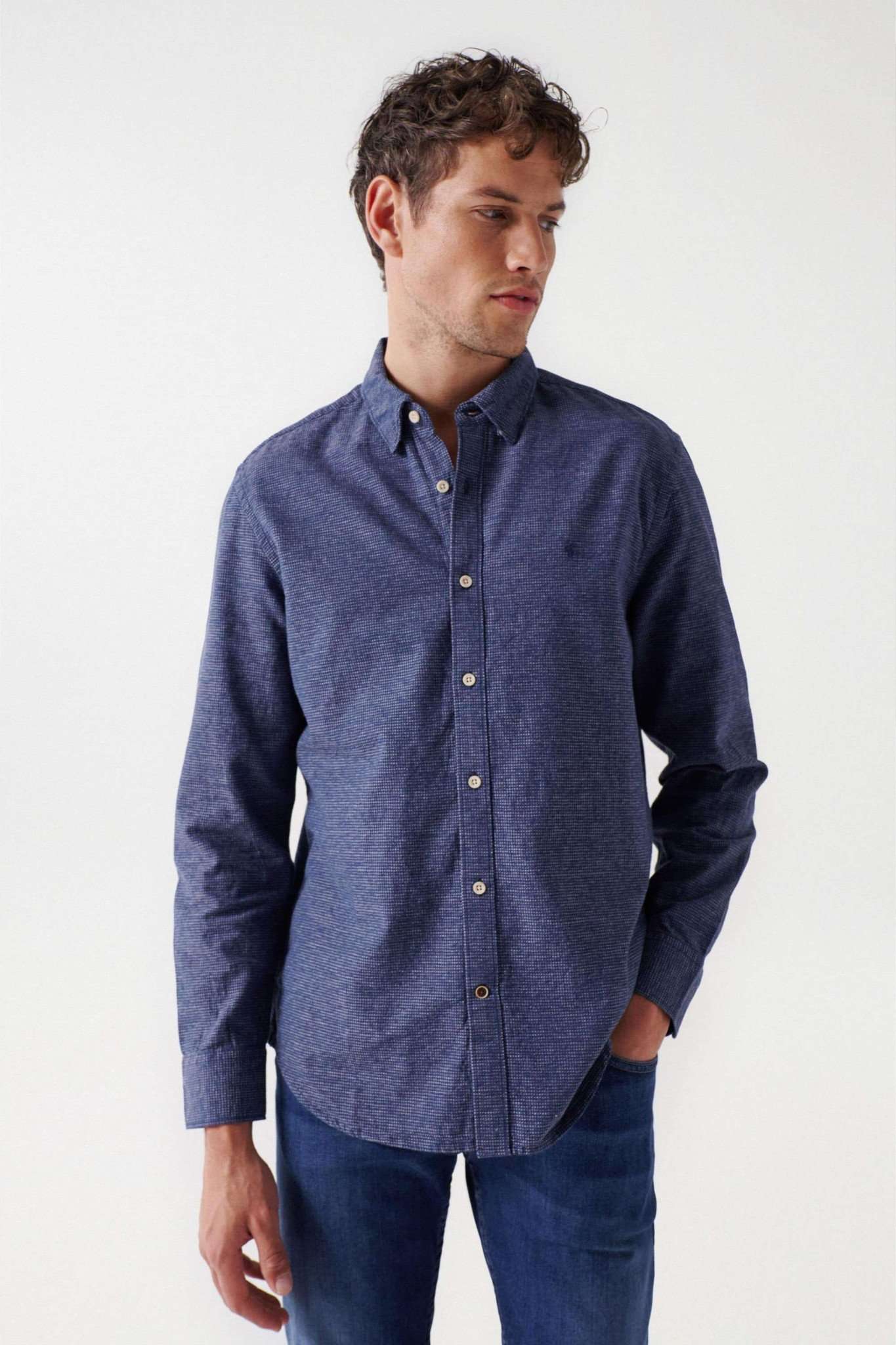 Check Blue Shirt dans Chemises Dark Blue Salsa Jeans   