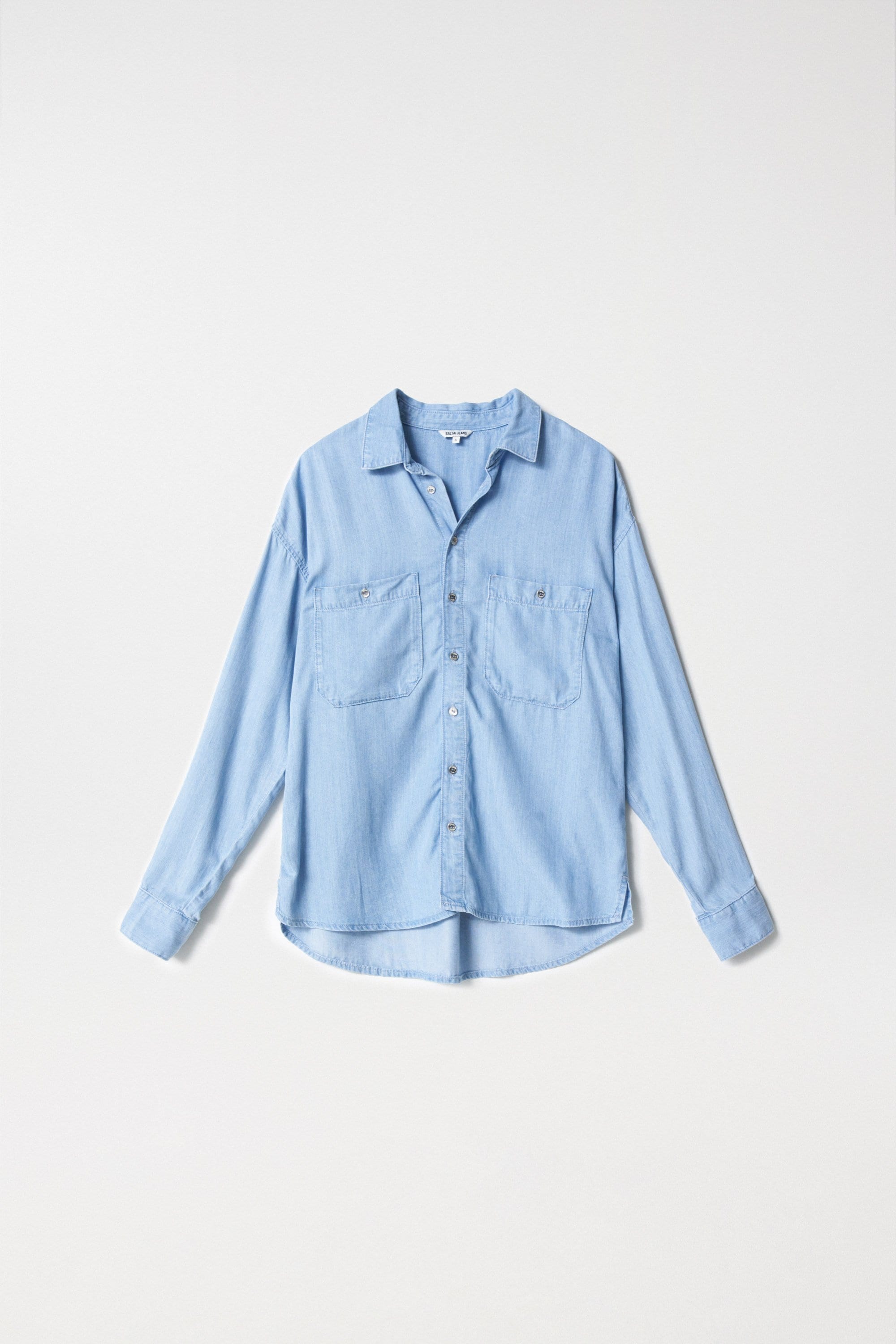 Shirt In Lightweight Denim in Light Wash Chemises Salsa Jeans   