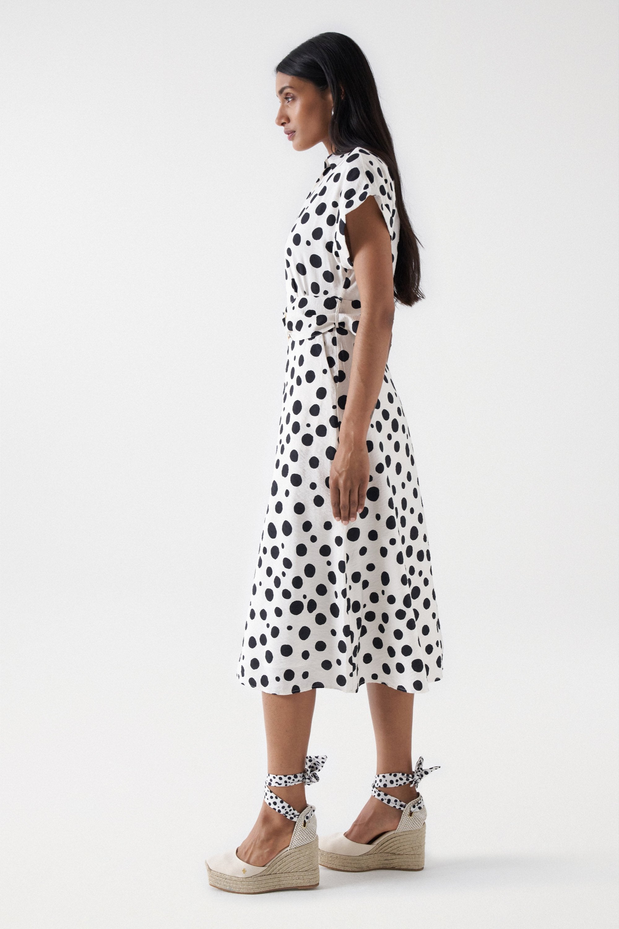 Polka Dot Midi Dress in Light Pearl Robes Salsa Jeans   