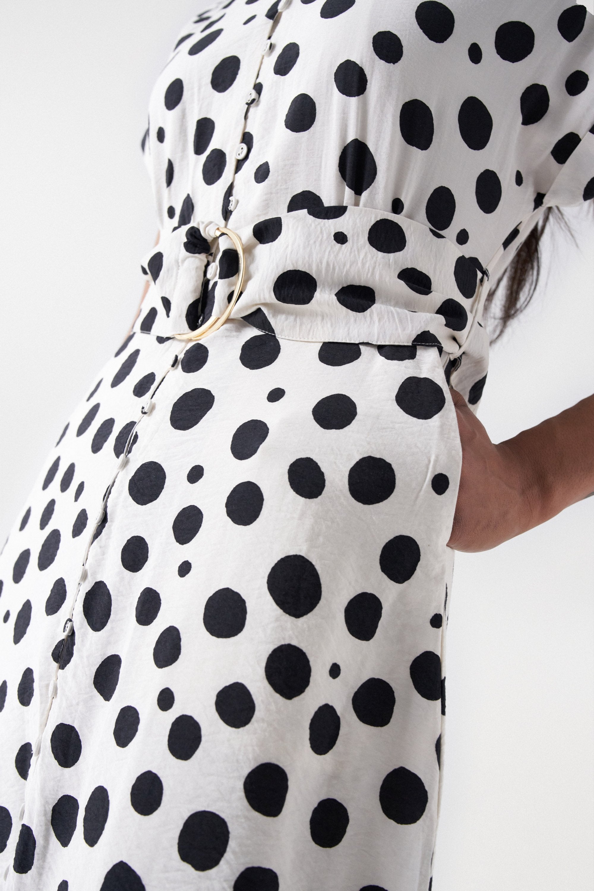 Polka Dot Midi Dress in Light Pearl Robes Salsa Jeans   