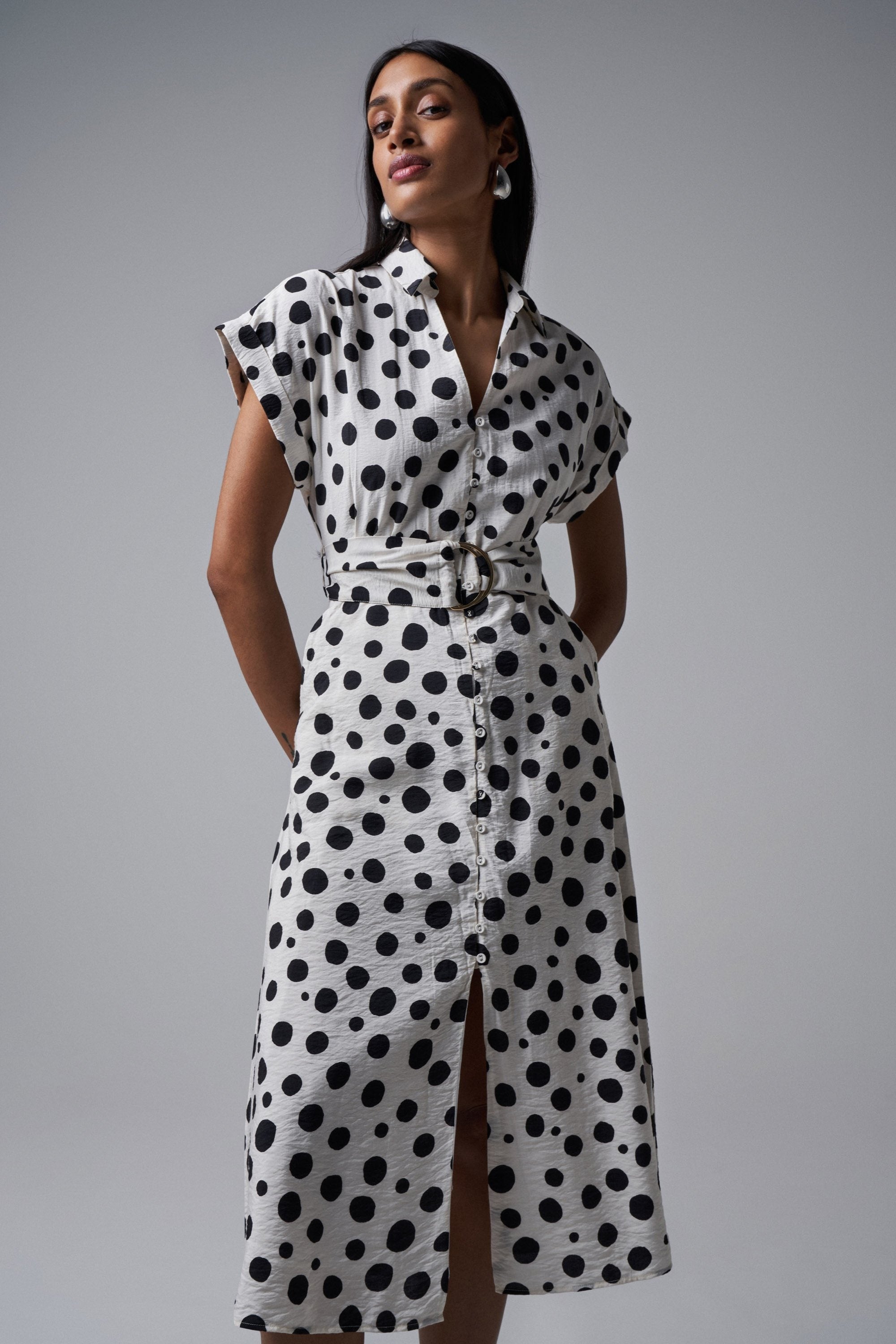 Polka Dot Midi Dress in Light Pearl Robes Salsa Jeans   