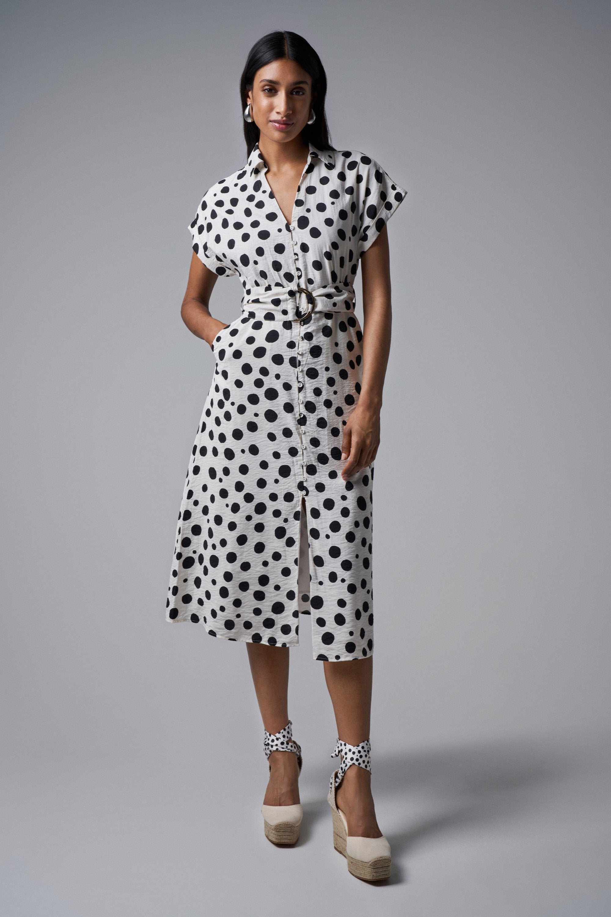 Polka Dot Midi Dress in Light Pearl Robes Salsa Jeans   