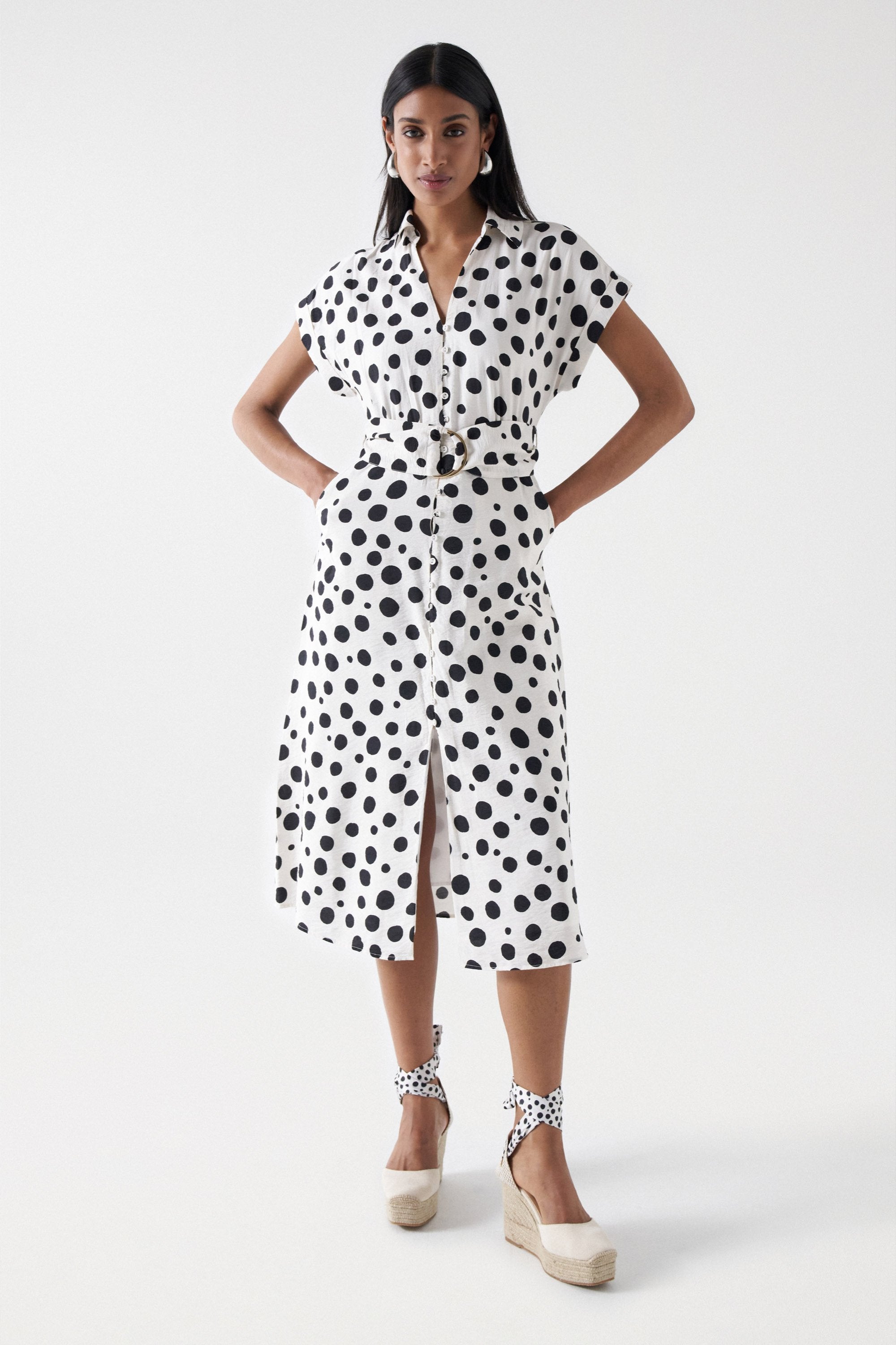 Polka Dot Midi Dress in Light Pearl Robes Salsa Jeans   