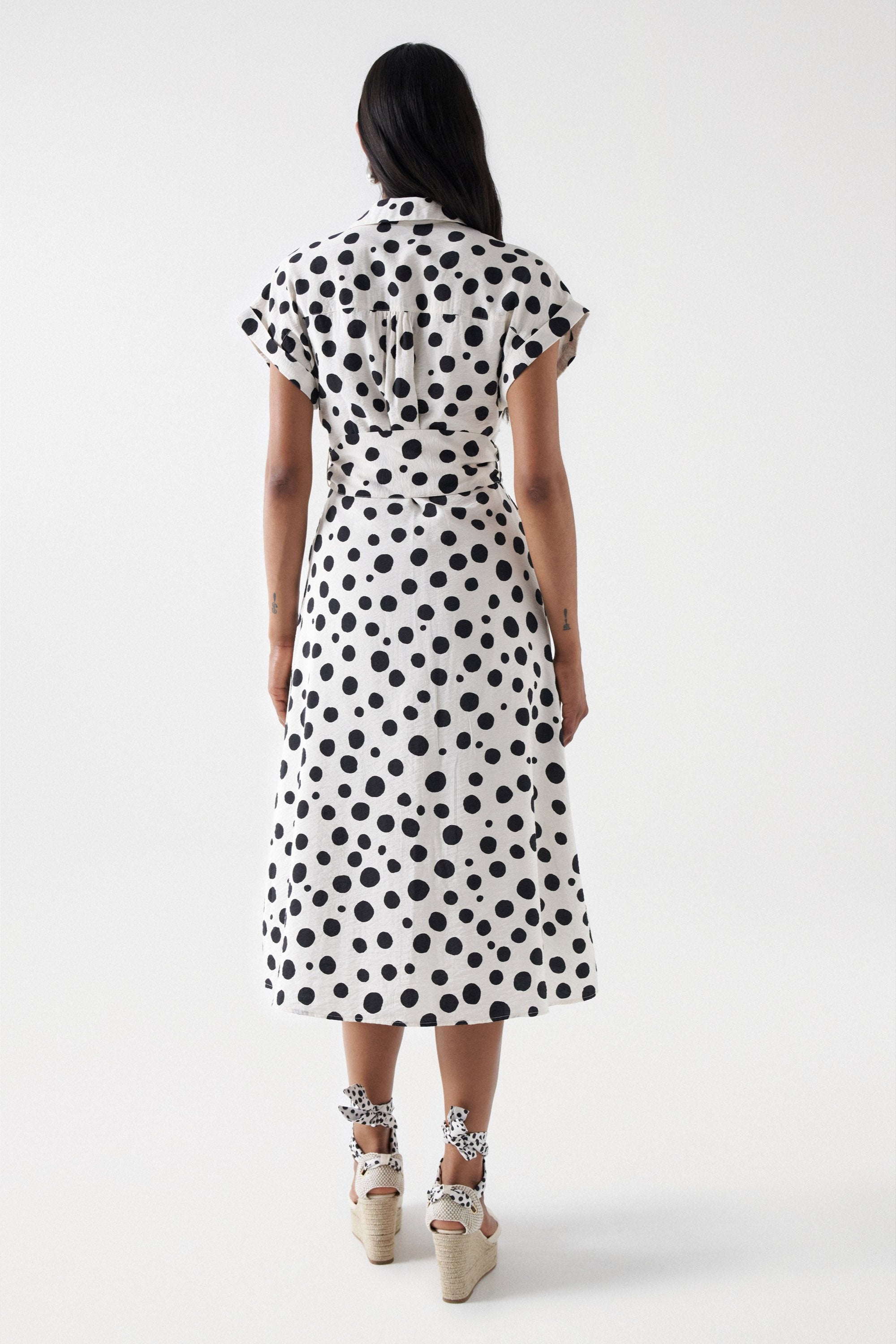 Polka Dot Midi Dress in Light Pearl Robes Salsa Jeans   