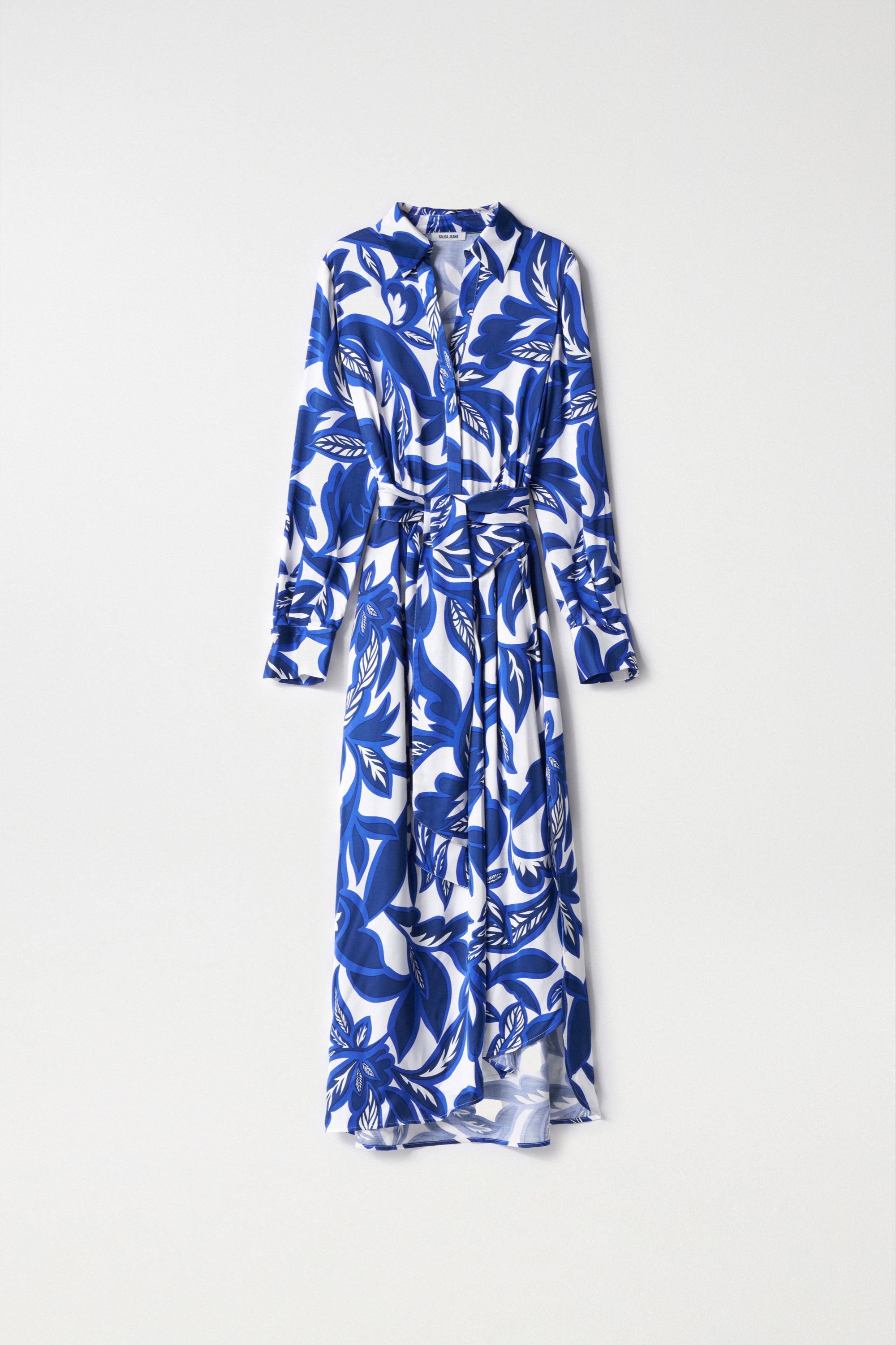 Floral Print Midi Dress in Dark Blue Robes Salsa Jeans   