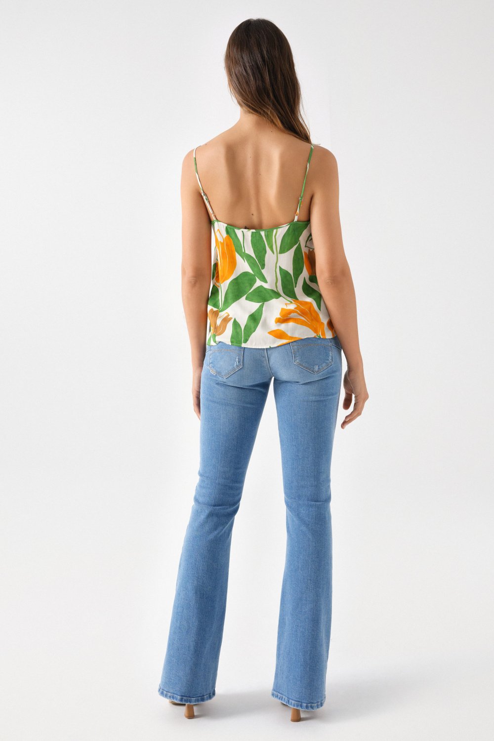 Pleat Detail Sleeveless Top in Medium Green Tops Salsa Jeans   