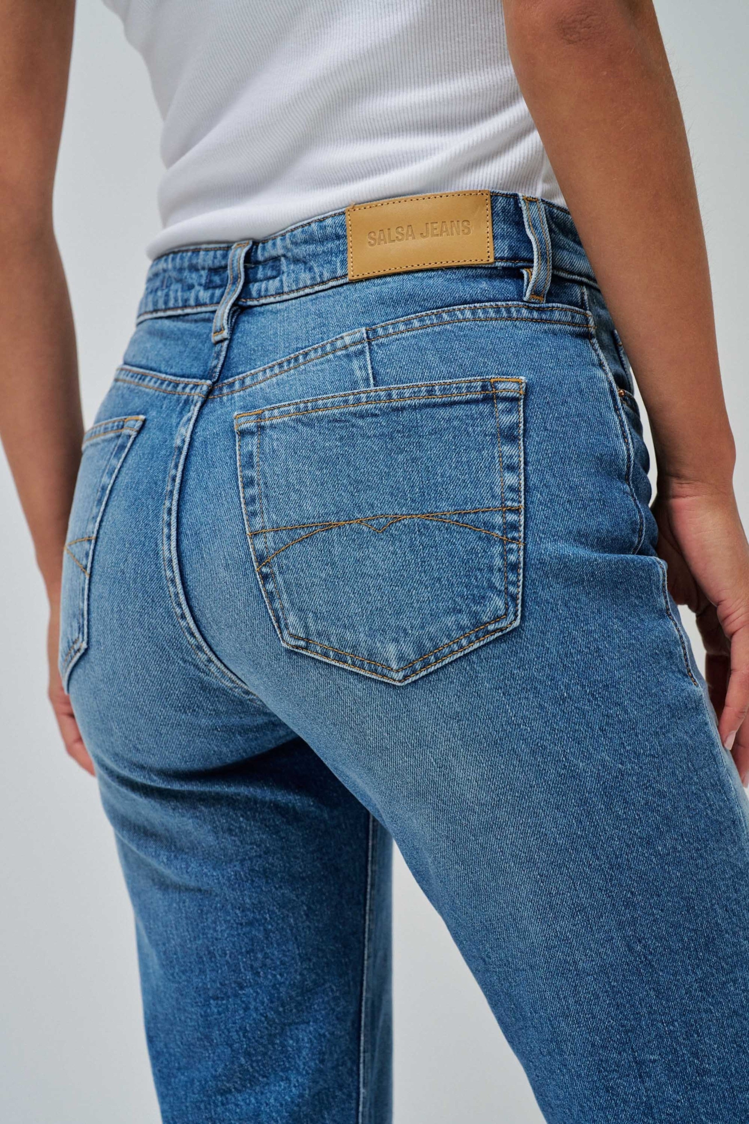 Jeans True Cropped Slim en Medium Wash Salsa Jeans