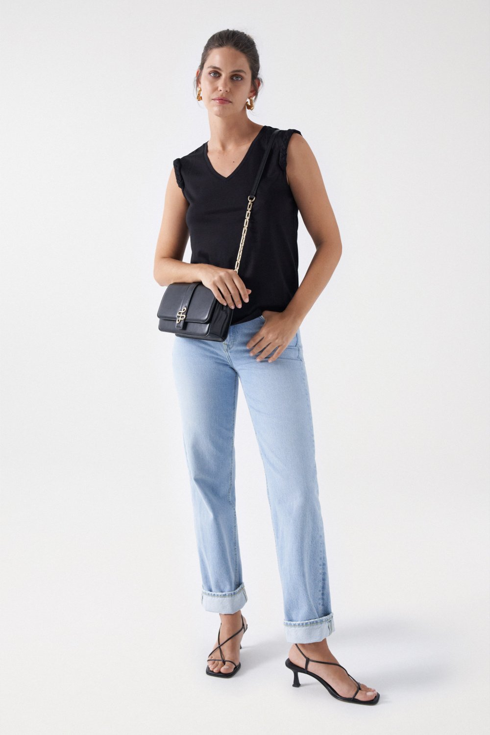 Braided Detailed Top in Black Tops Salsa Jeans   