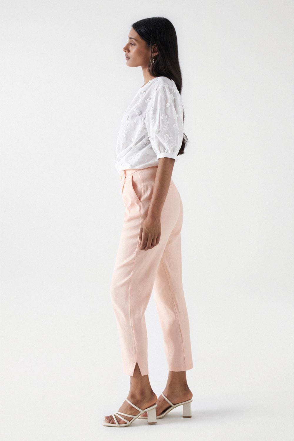 Linen Chino in Light Pink Pantalon Salsa Jeans   