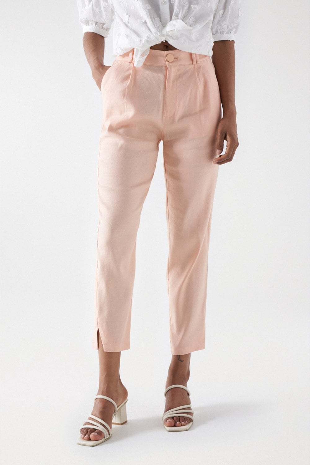 Linen Chino in Light Pink Pantalon Salsa Jeans   