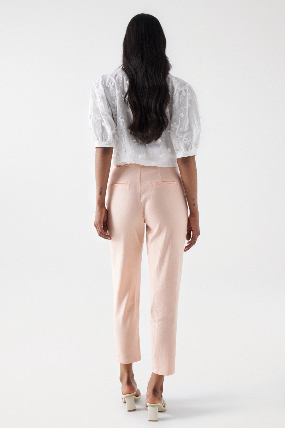 Linen Chino in Light Pink Pantalon Salsa Jeans   