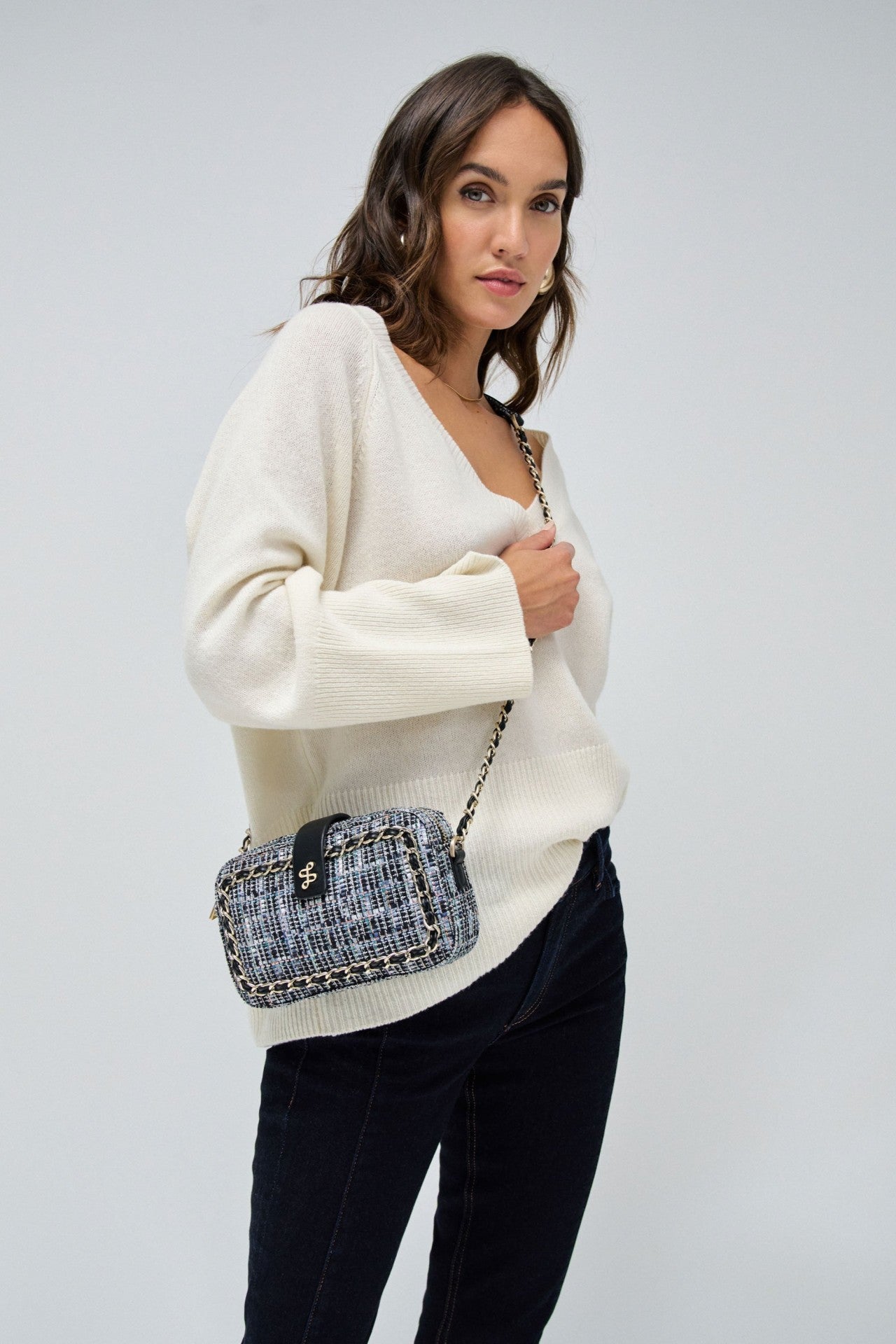 Sac à bandoulière Tweed en bleu foncé V2 Sacs Salsa Jeans   