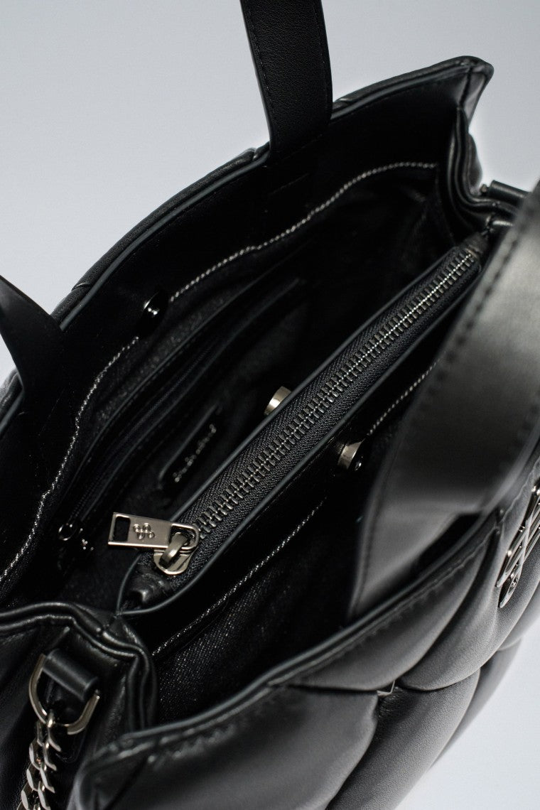 Sac fourre-tout en cuir végétalien matelassé en noir Sacs Salsa Jeans   