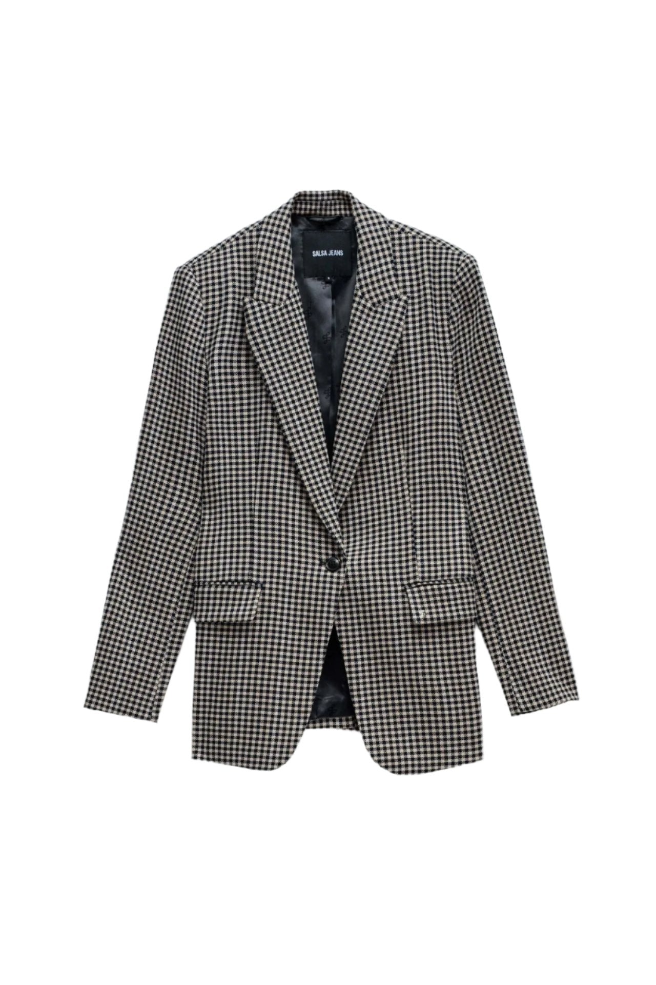 Checkered Suit Blazer in Light Pearl Vestes Salsa Jeans   