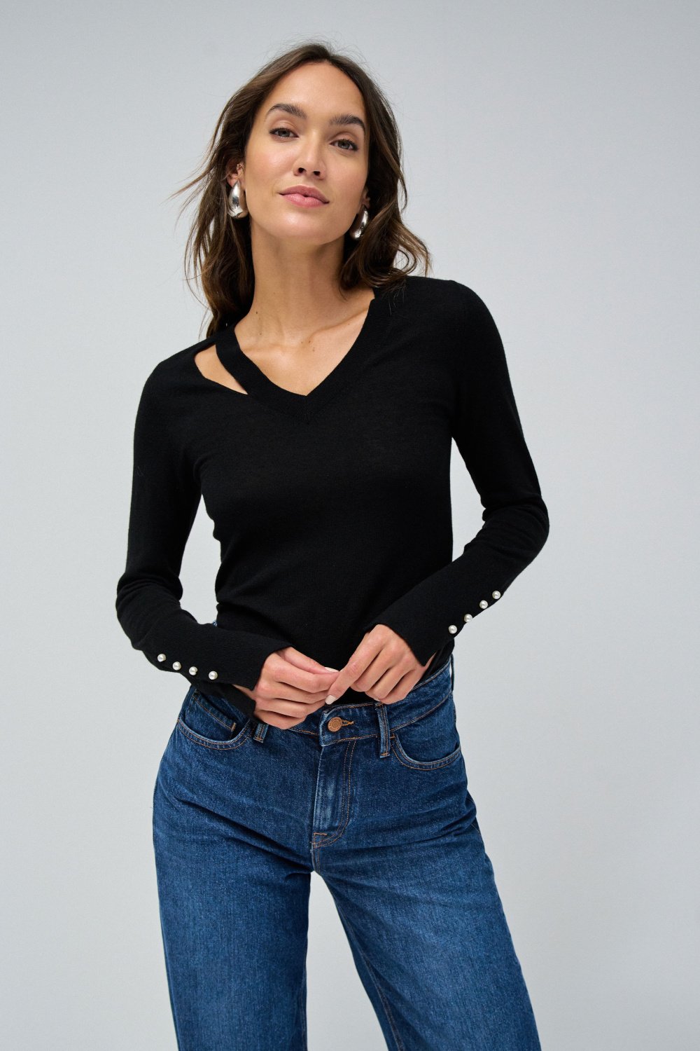 Sweat à manches longues en noir Pullover Salsa Jeans   