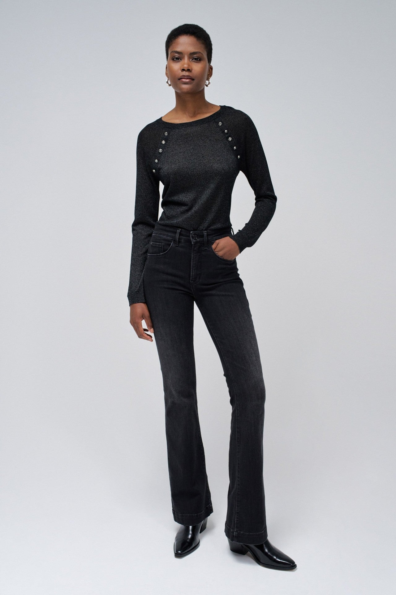 Shimmering Sweater en noir Pull Salsa Jeans   