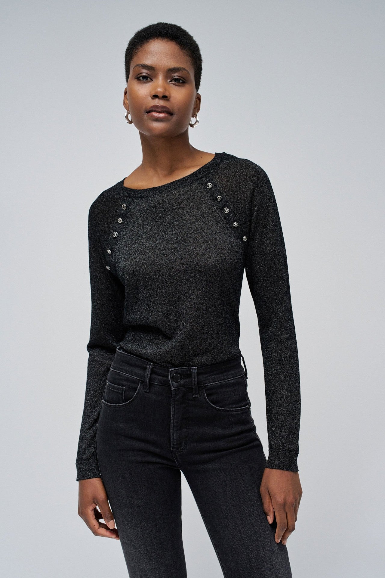 Shimmering Sweater en noir Pull Salsa Jeans   