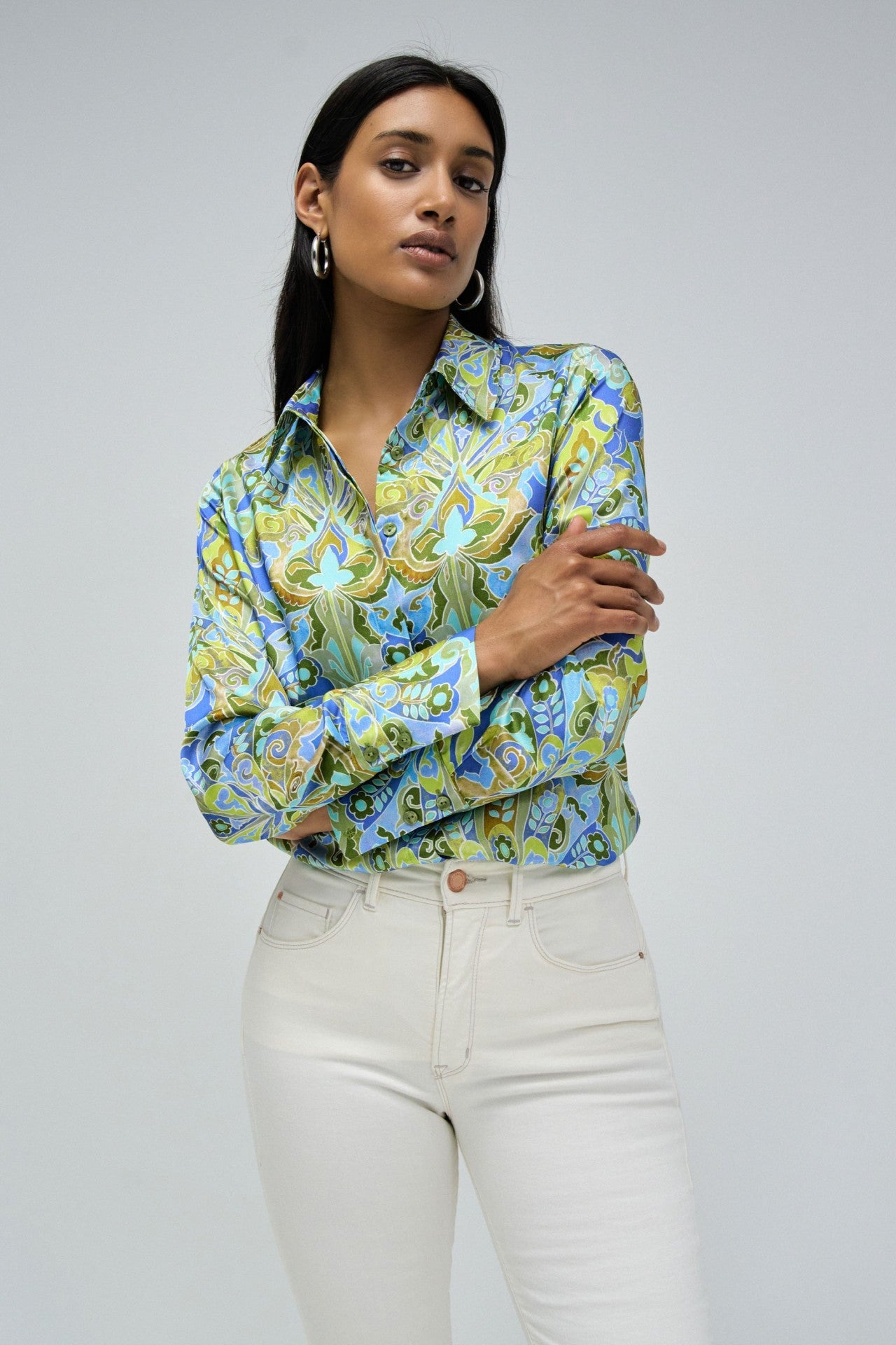 Satin Basic Shirt in Dark Beige V1 Chemises Salsa Jeans   