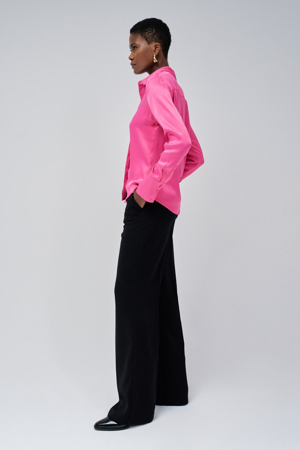 Satin Basic Shirt in Dark Pink Chemises Salsa Jeans   