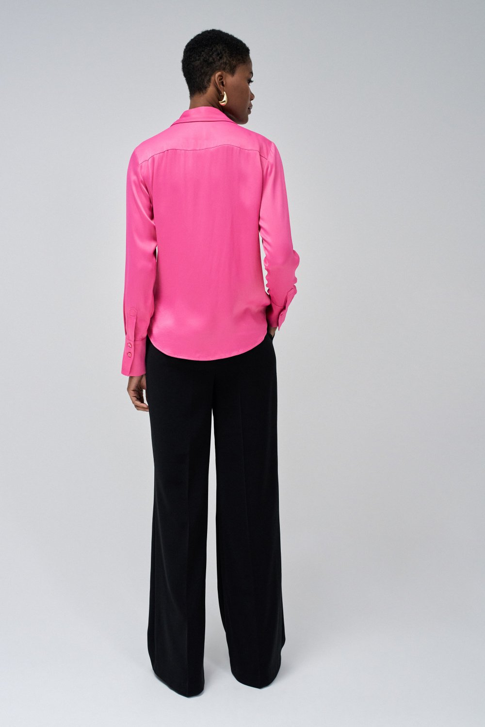 Satin Basic Shirt in Dark Pink Chemises Salsa Jeans   