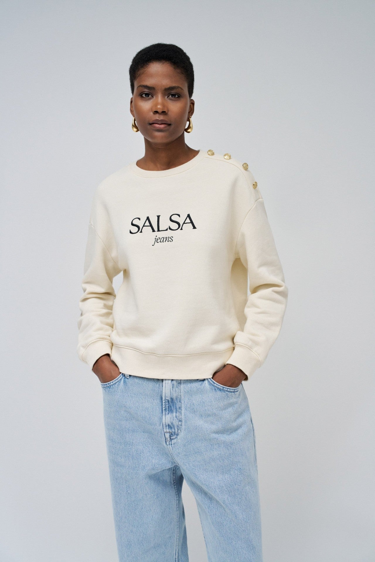 Sweat de marque en beige clair Sweatshirts Salsa Jeans   