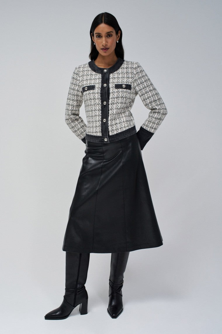 Tweed Coat With Denim in Black Vestes Salsa Jeans   