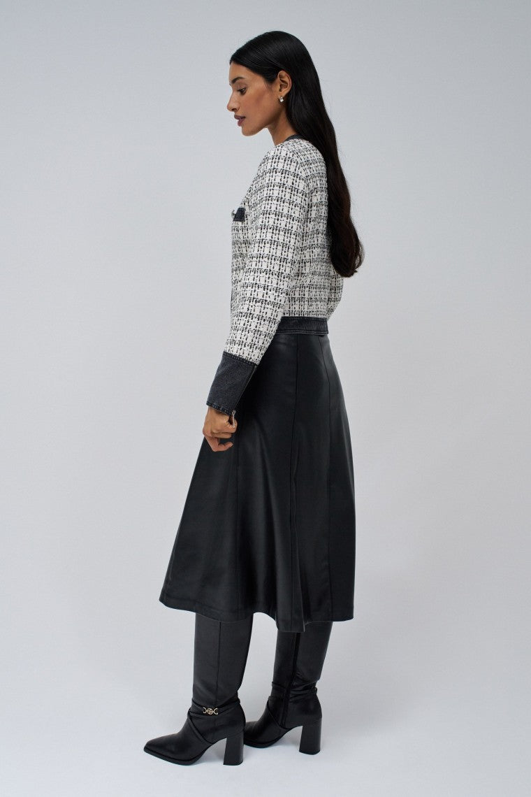 Tweed Coat With Denim in Black Vestes Salsa Jeans   