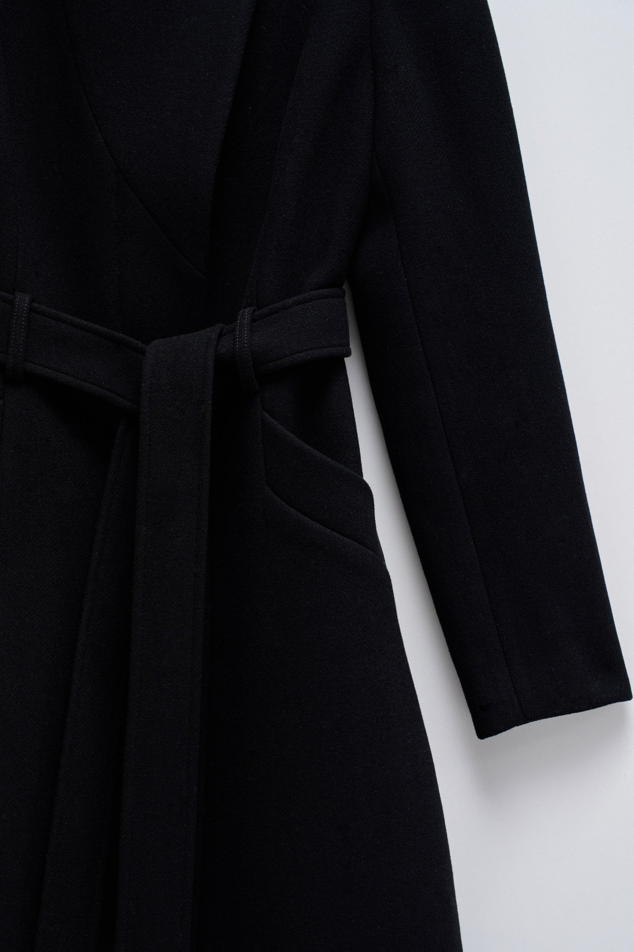 Long Wool Peacoat With Belt in Black Vestes Salsa Jeans