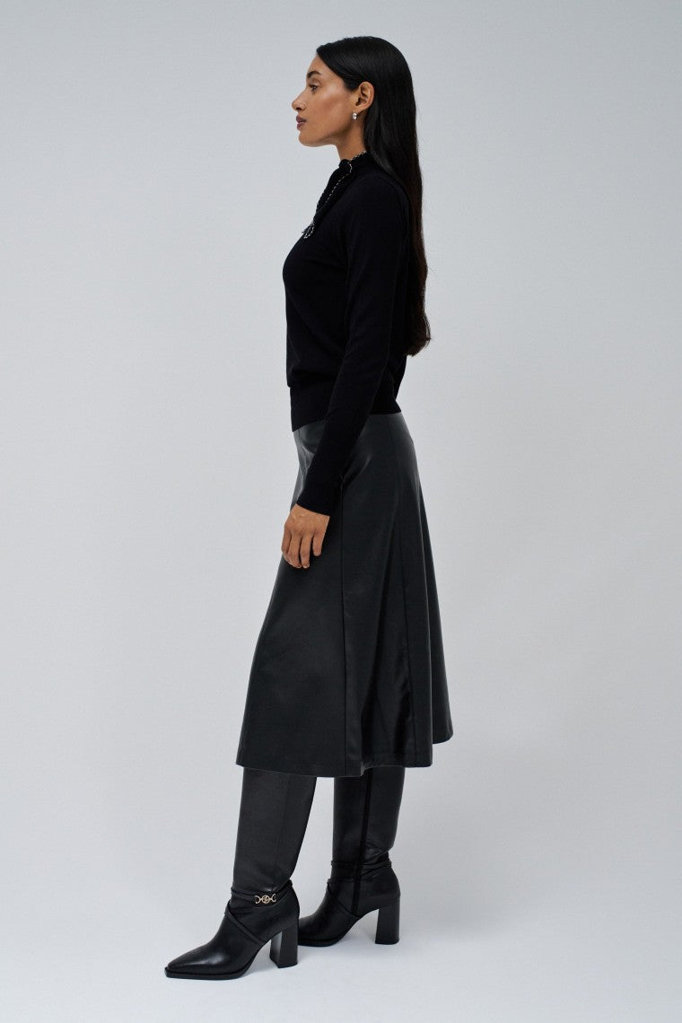 Ls Sweater With Bow Neckline in Noir Pullover Salsa Jeans   