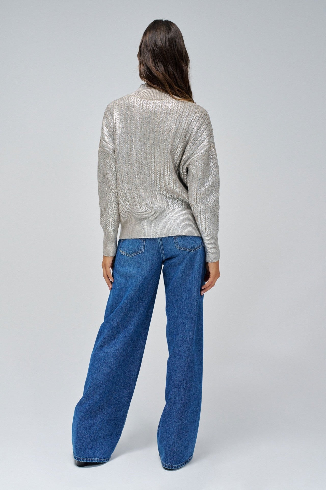 Shimmer Sweater en gris moyen Pull Salsa Jeans   