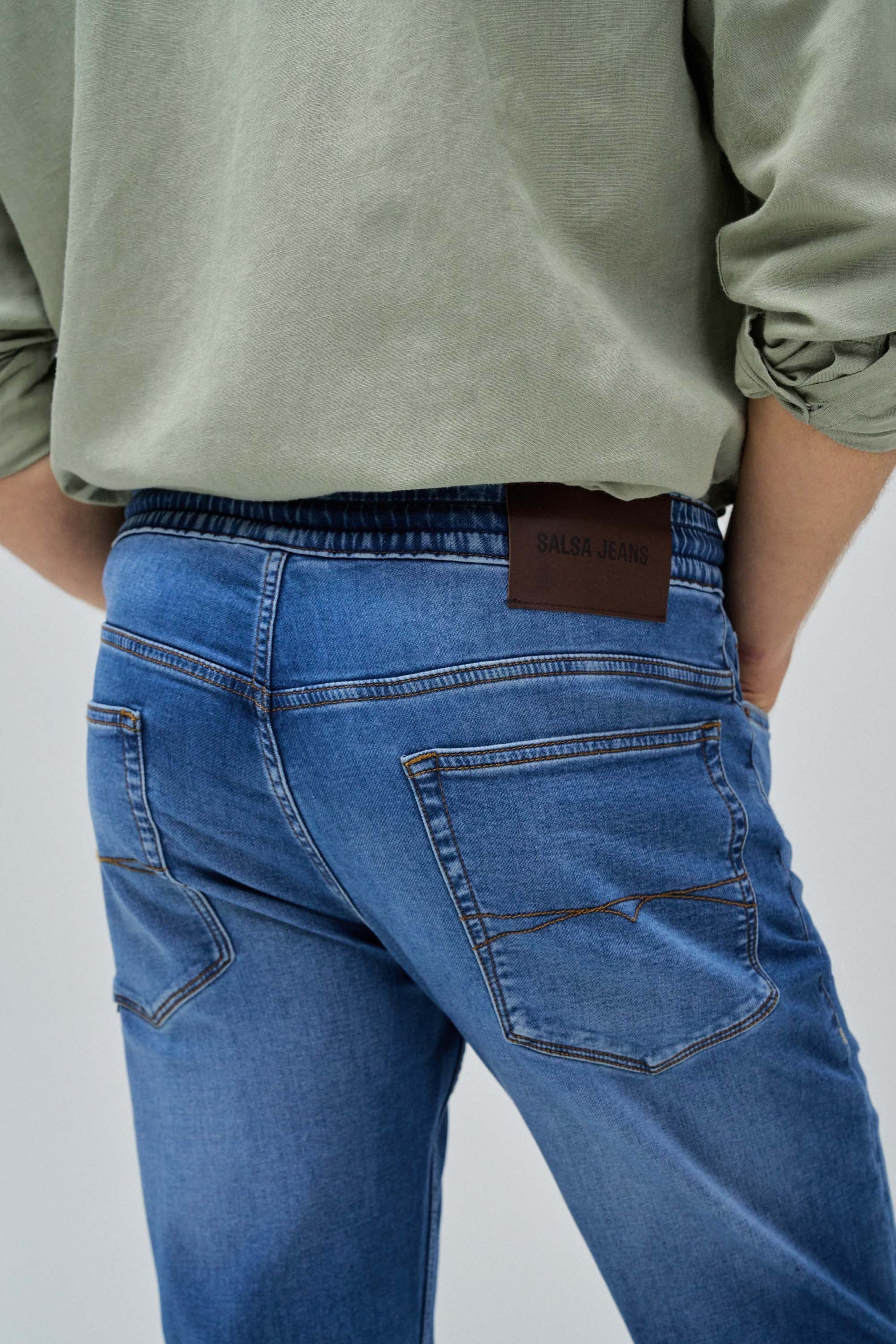 Pantalon Regular Jogger S-Activ en Medium Light Salsa Jeans