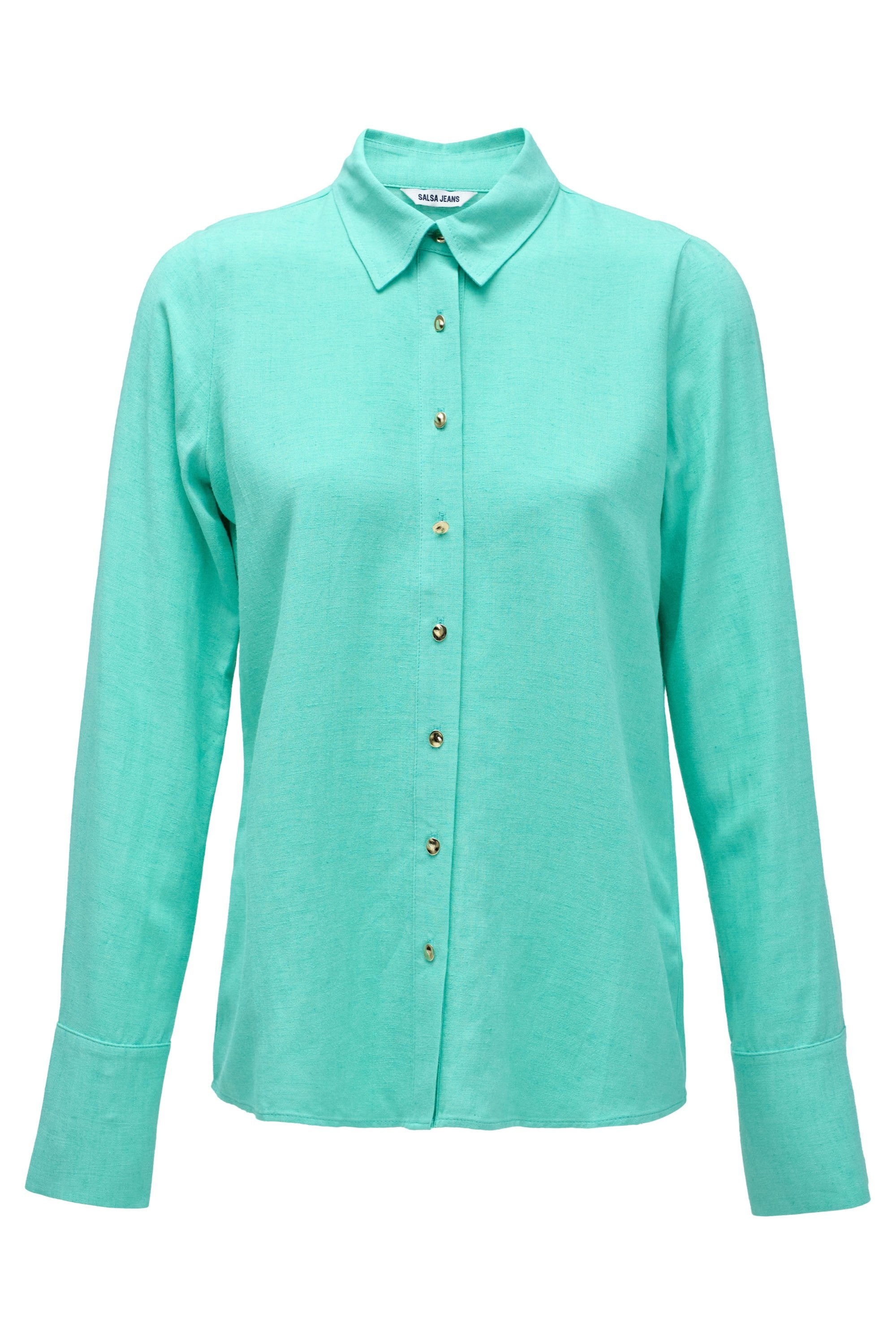 Linen Shirt in Light Green Chemises Salsa Jeans