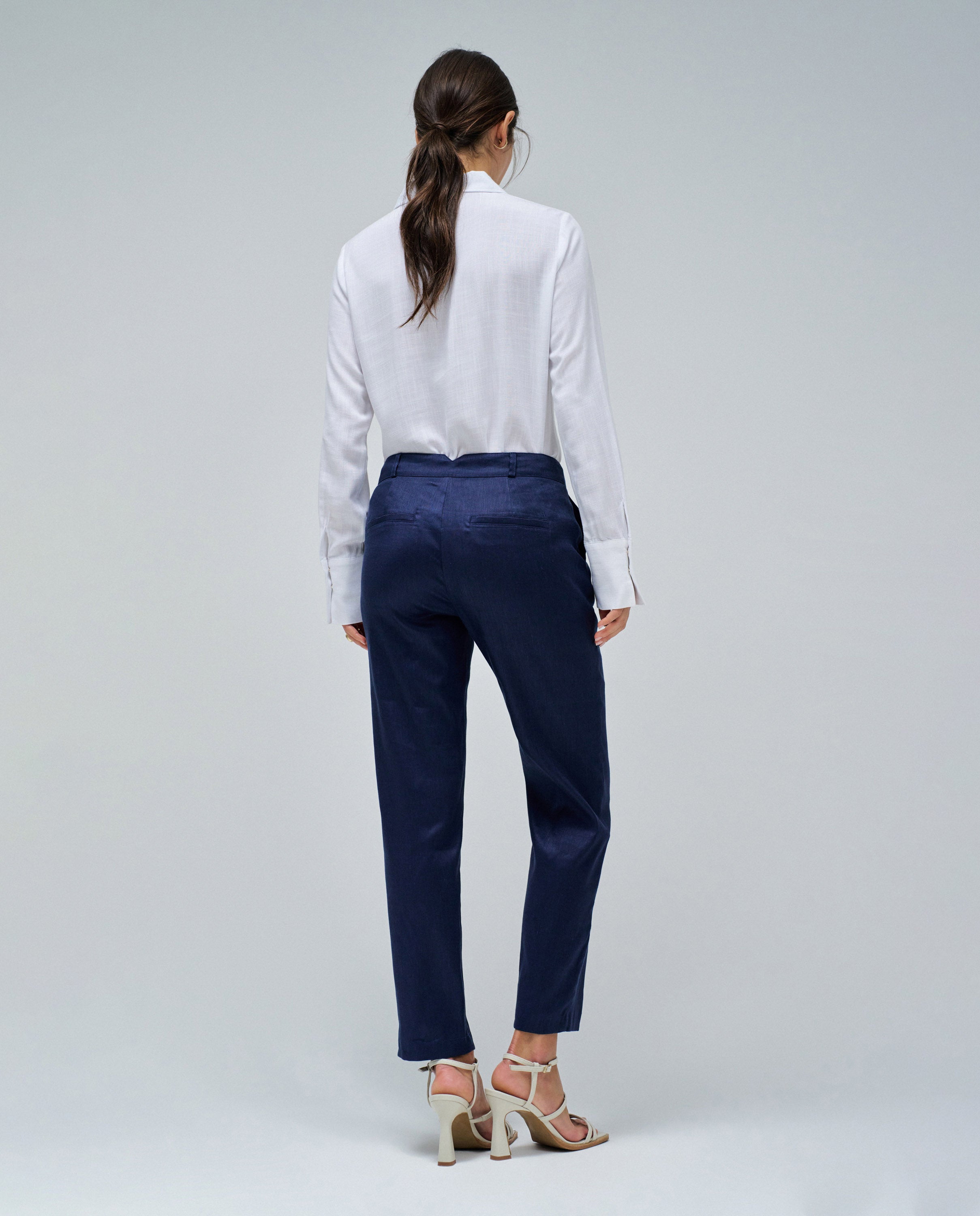 Linen Chino in Dark Blue Pantalon Salsa Jeans