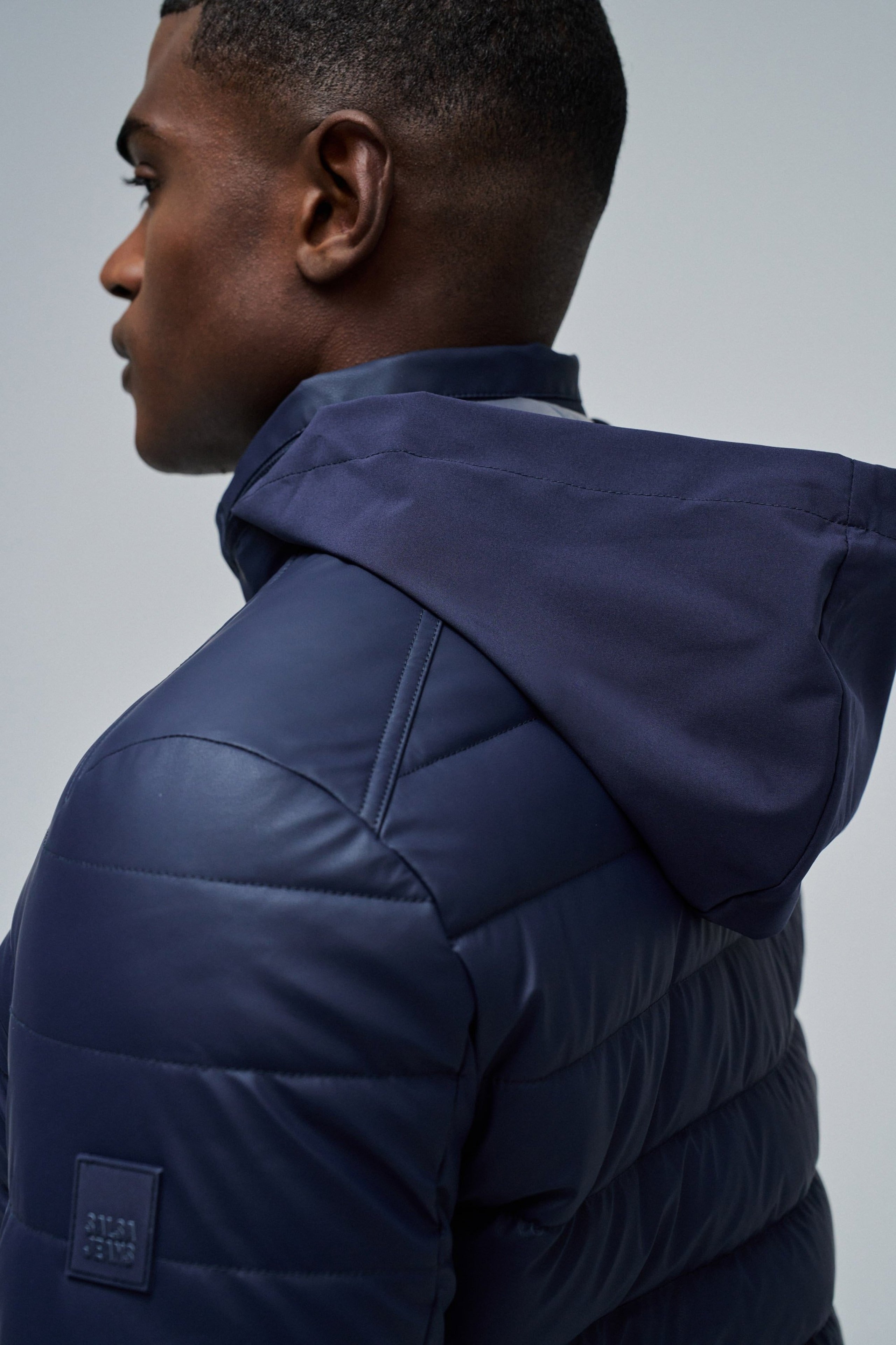 Veste en cuir PU léger et rembourré bleu foncé